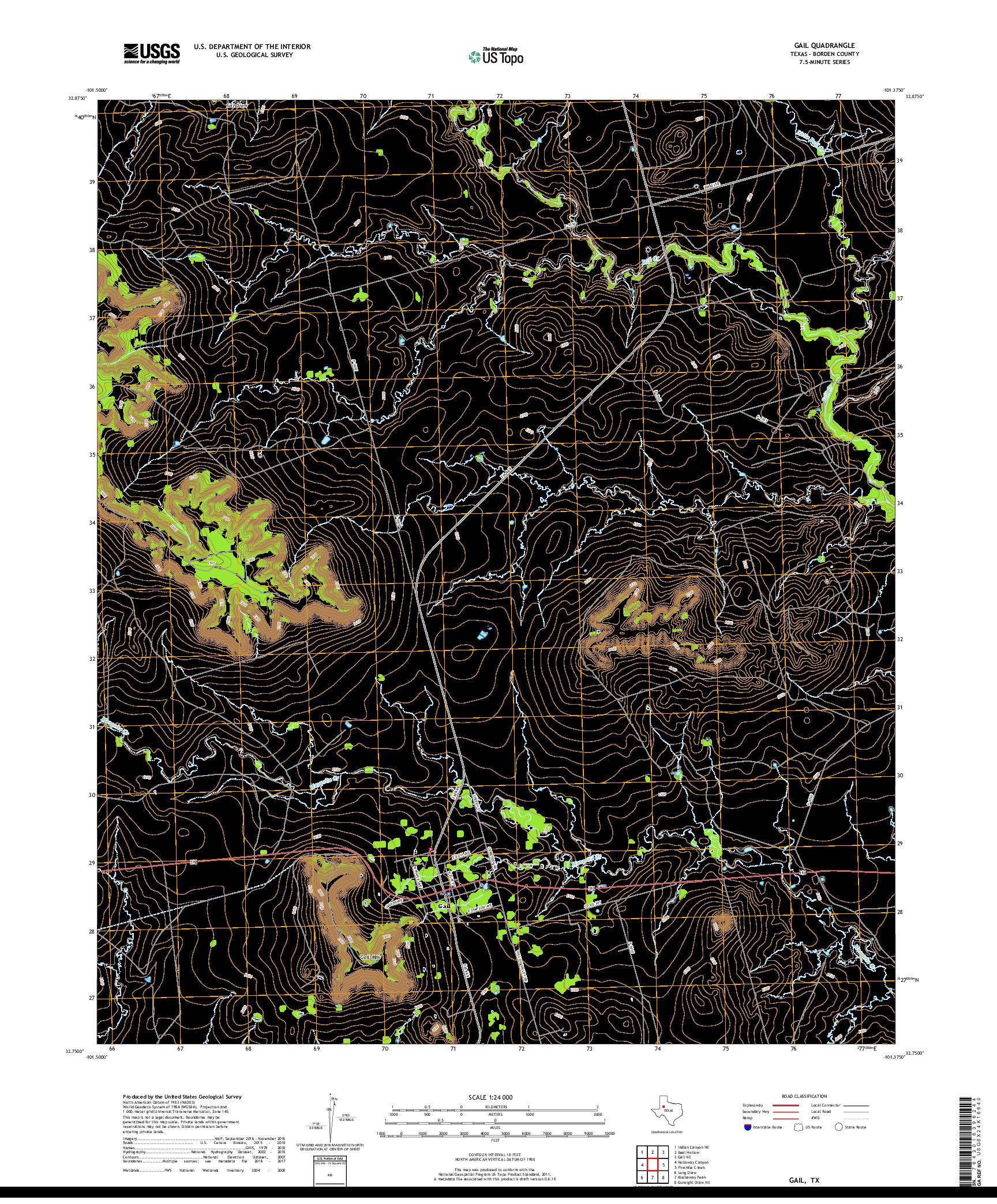 USGS US TOPO 7.5-MINUTE MAP FOR GAIL, TX 2019