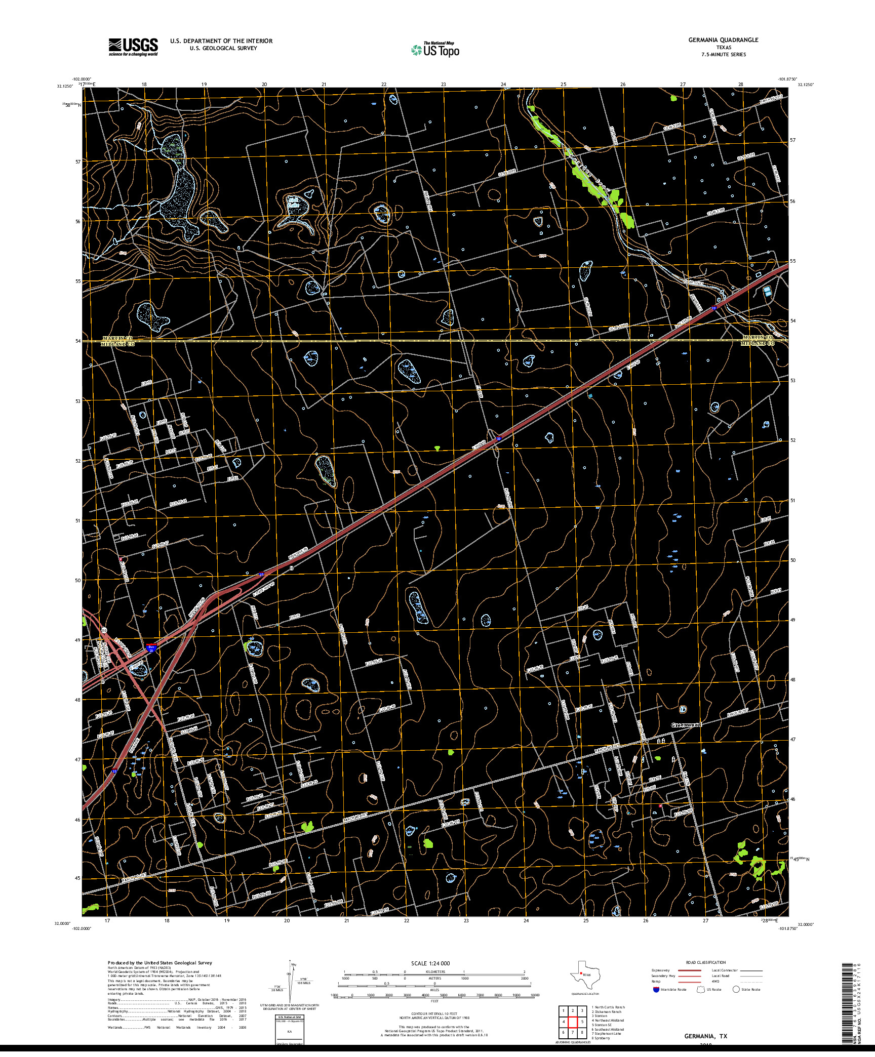 USGS US TOPO 7.5-MINUTE MAP FOR GERMANIA, TX 2019