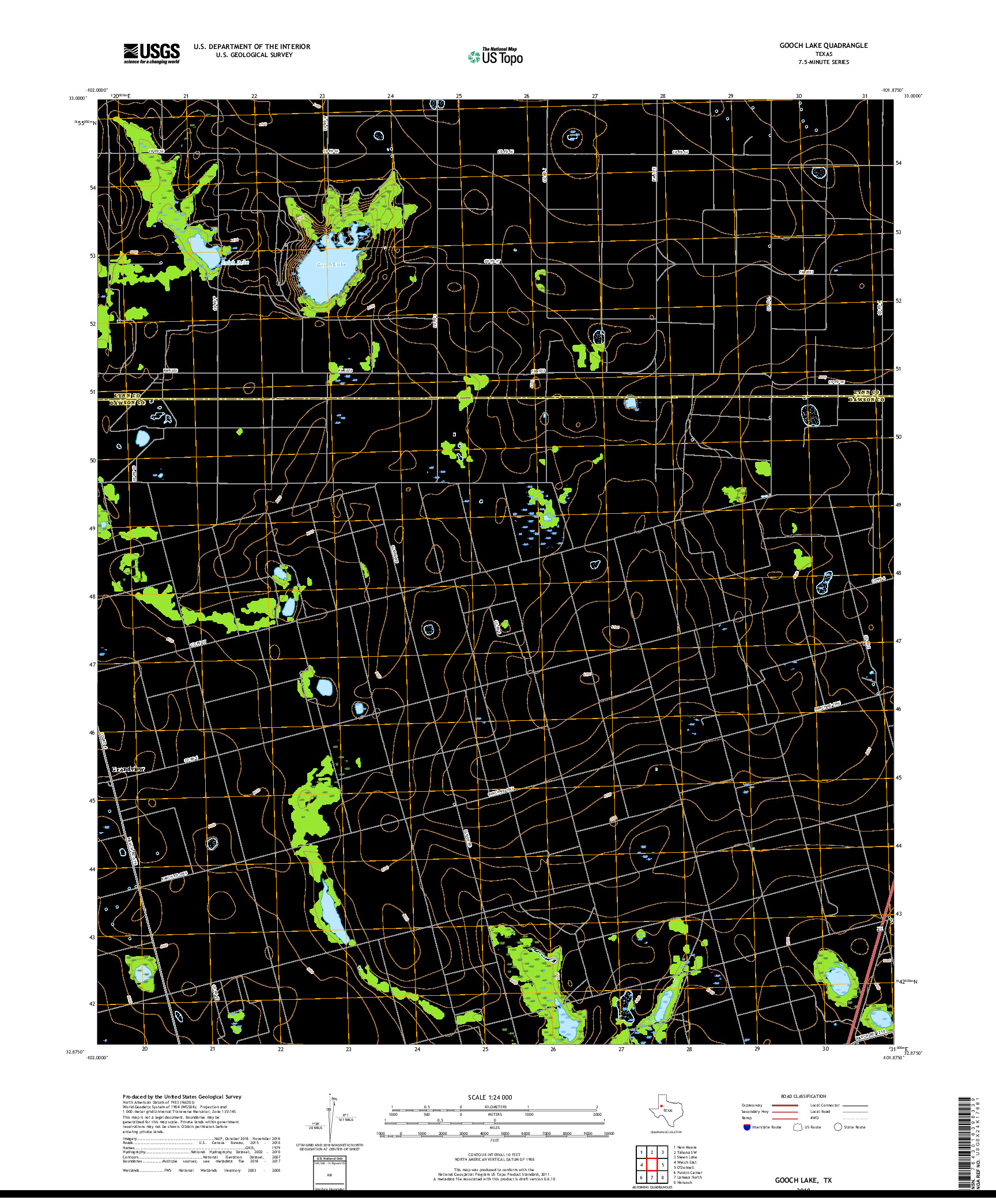 USGS US TOPO 7.5-MINUTE MAP FOR GOOCH LAKE, TX 2019