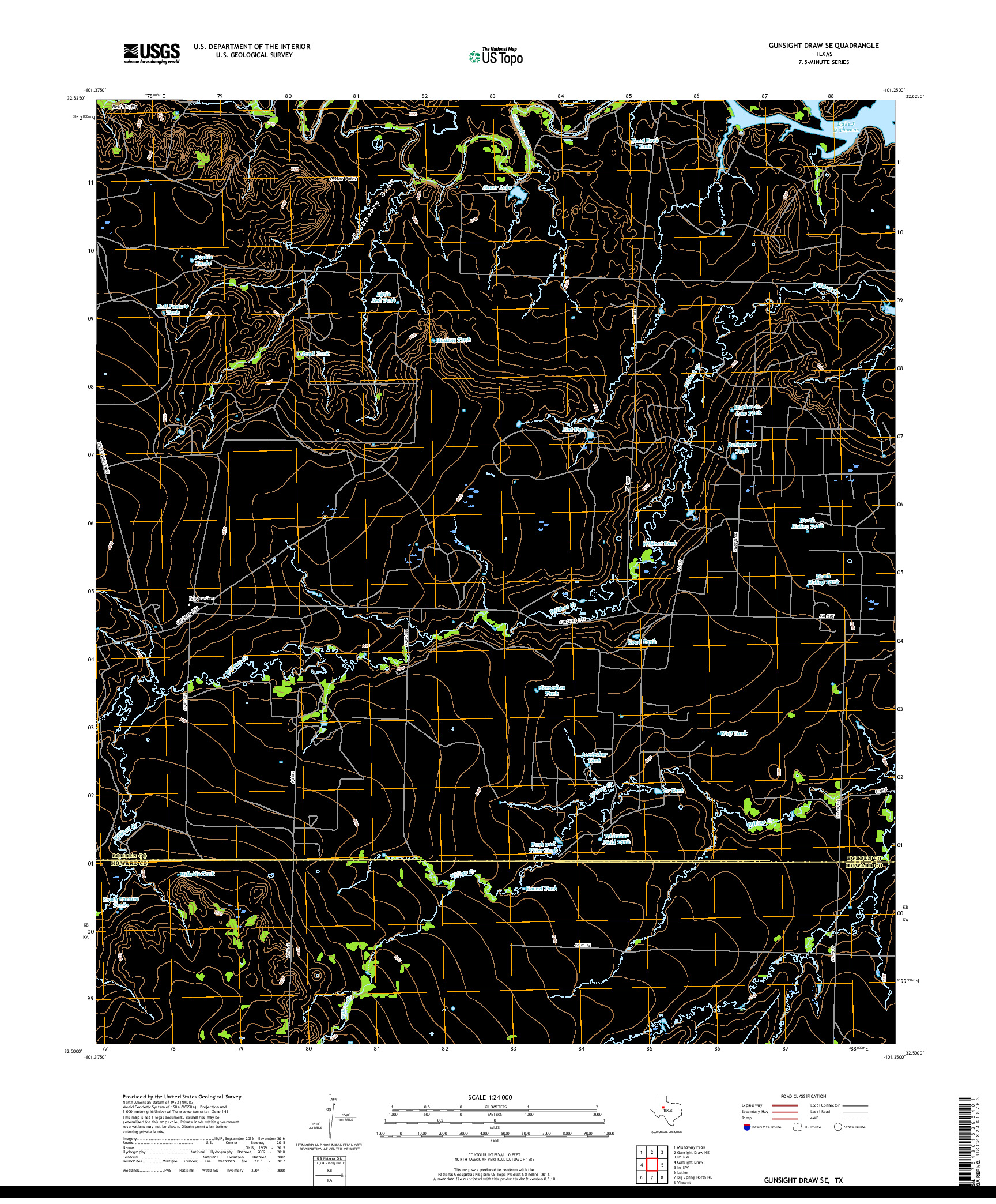 USGS US TOPO 7.5-MINUTE MAP FOR GUNSIGHT DRAW SE, TX 2019