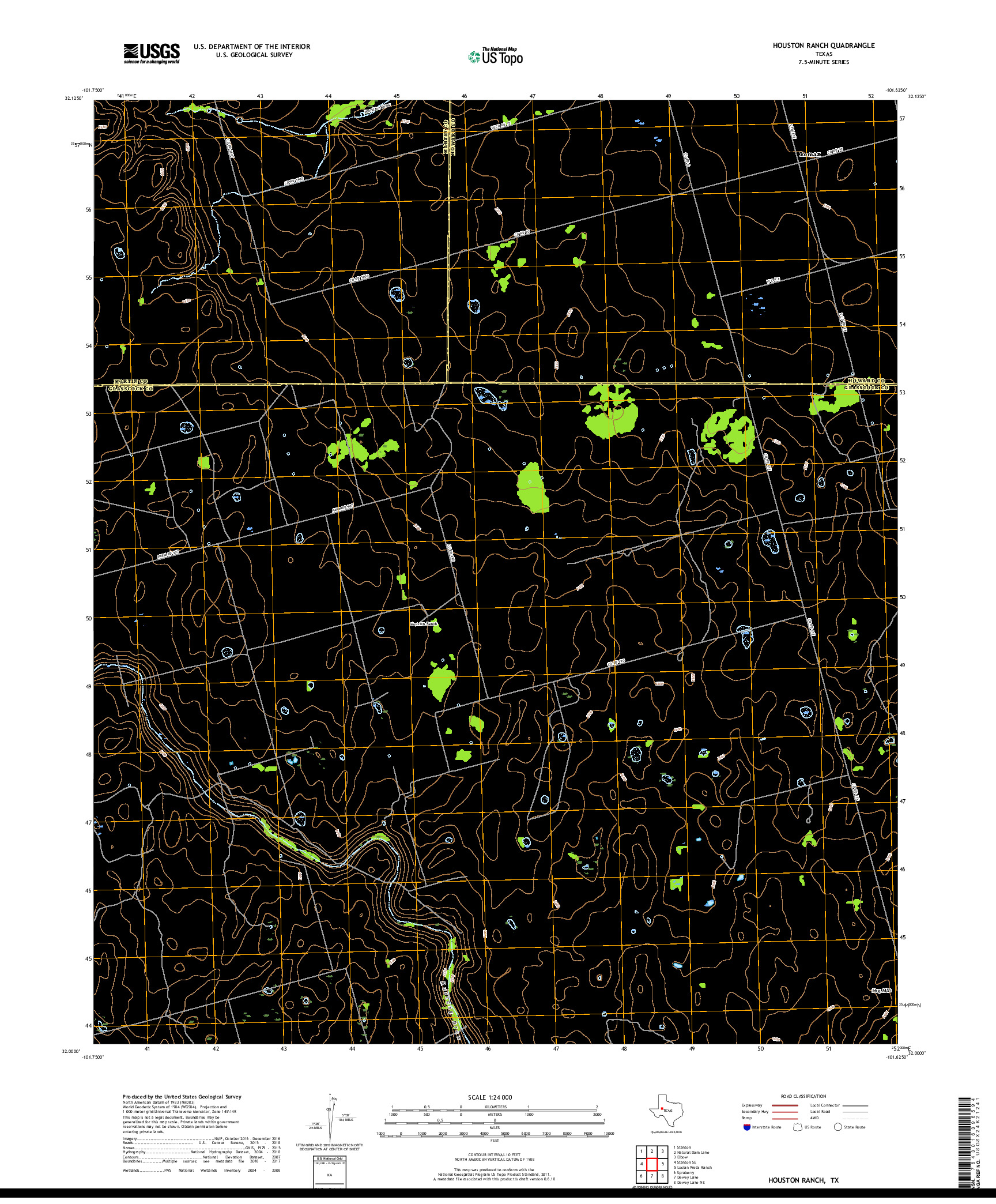 USGS US TOPO 7.5-MINUTE MAP FOR HOUSTON RANCH, TX 2019