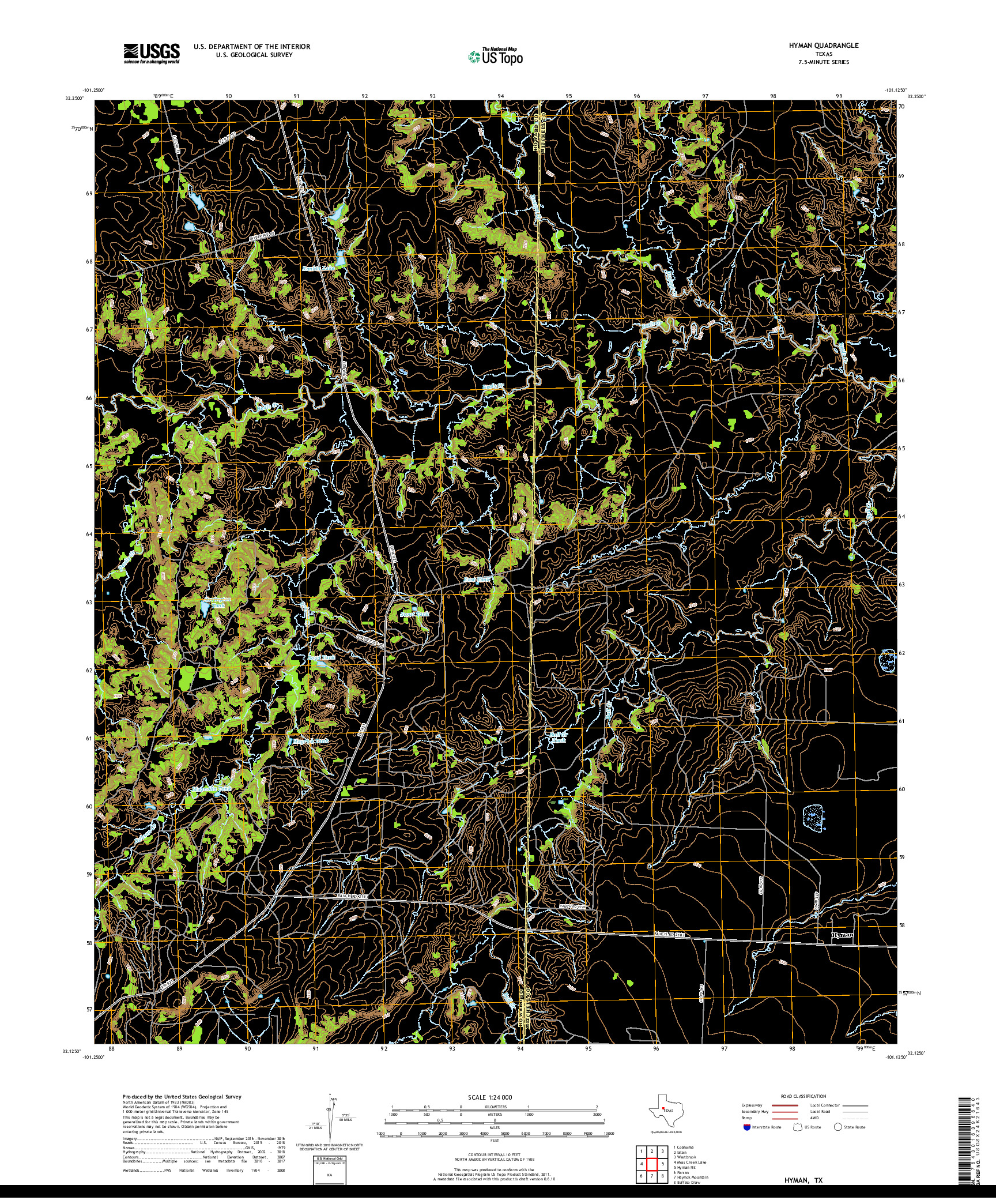 USGS US TOPO 7.5-MINUTE MAP FOR HYMAN, TX 2019