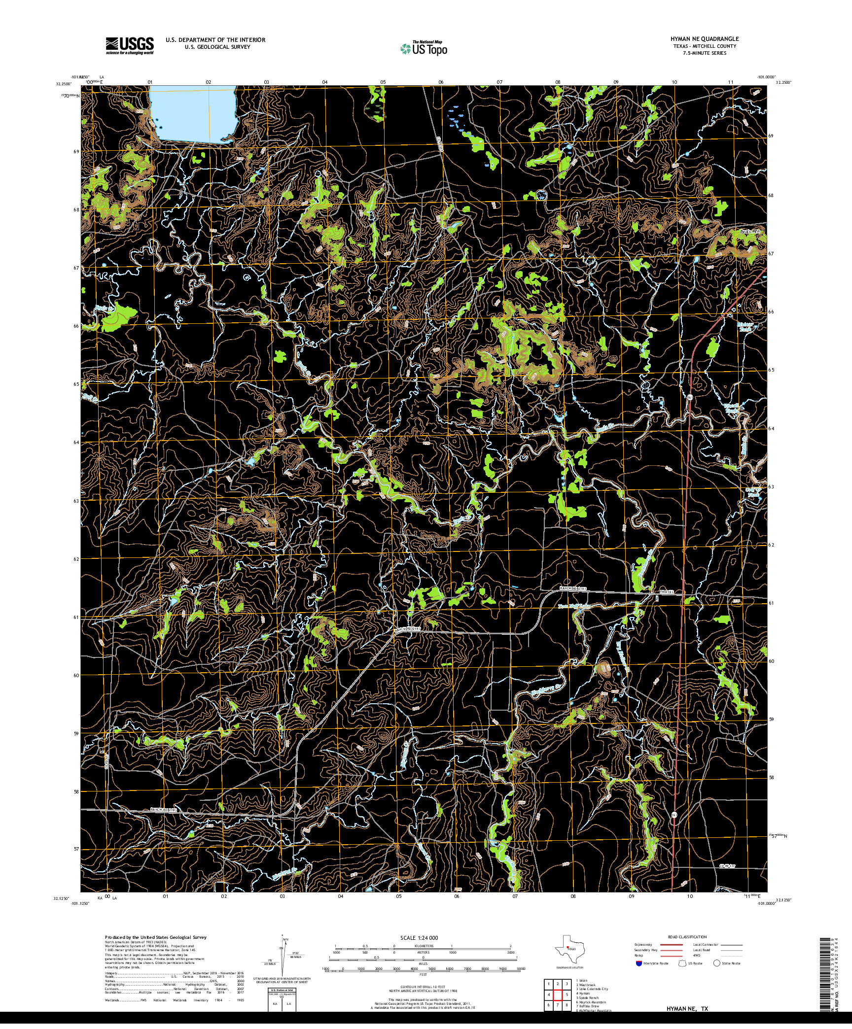 USGS US TOPO 7.5-MINUTE MAP FOR HYMAN NE, TX 2019
