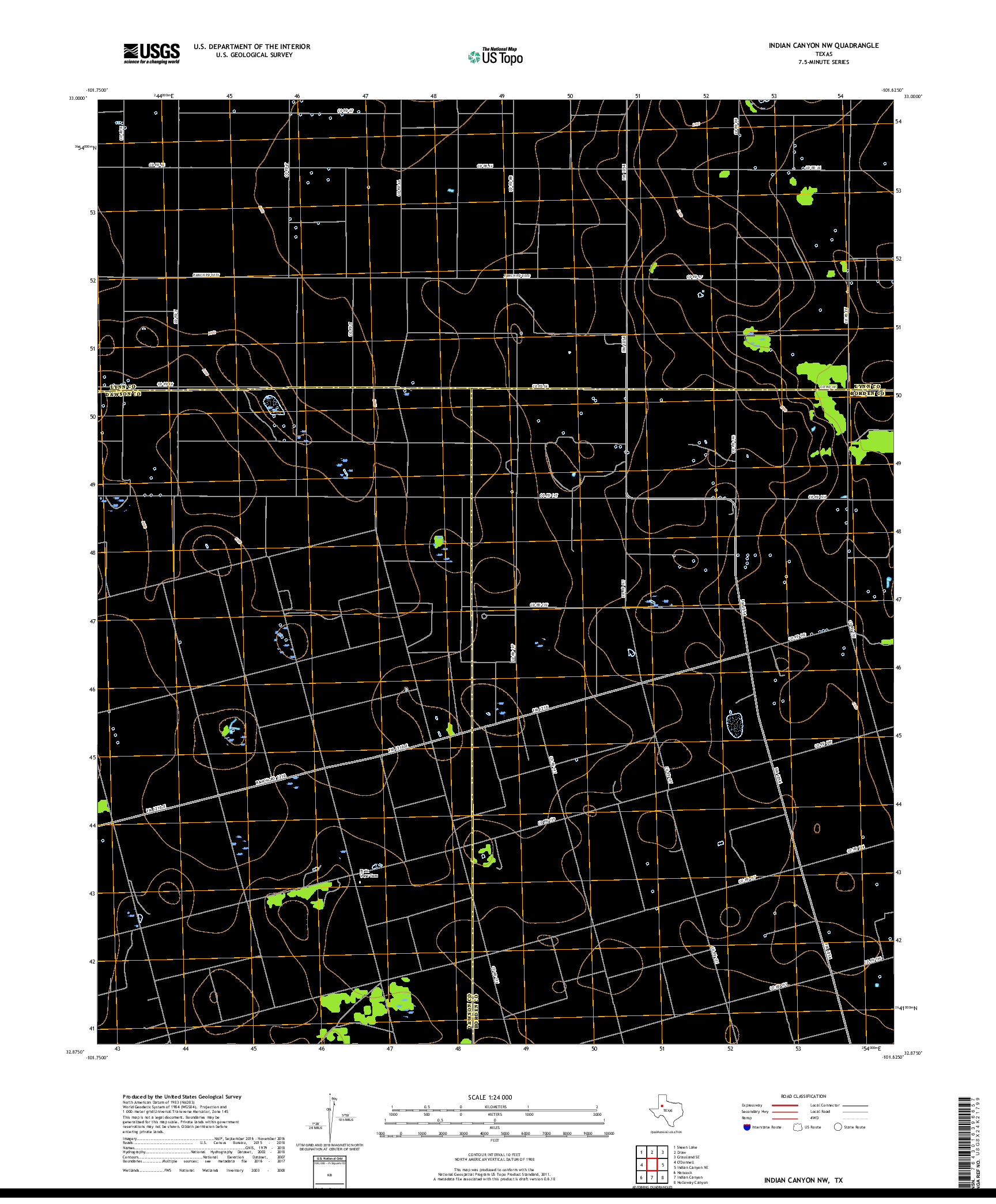 USGS US TOPO 7.5-MINUTE MAP FOR INDIAN CANYON NW, TX 2019