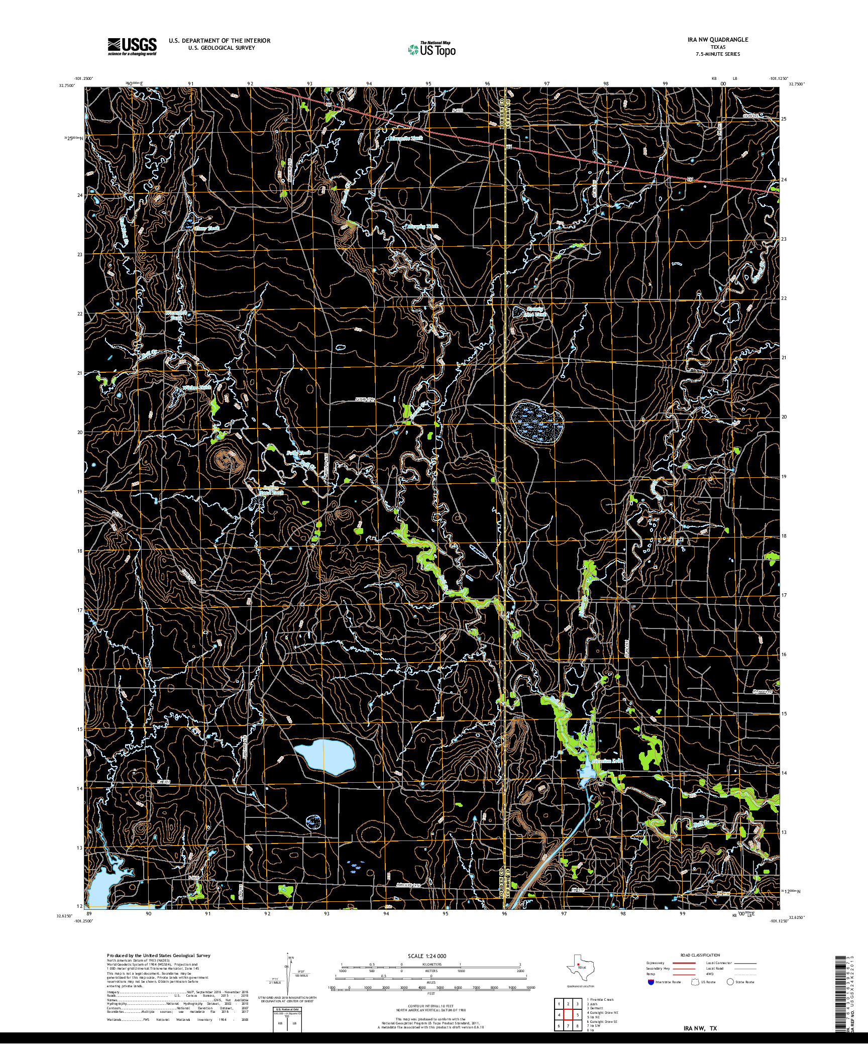 USGS US TOPO 7.5-MINUTE MAP FOR IRA NW, TX 2019