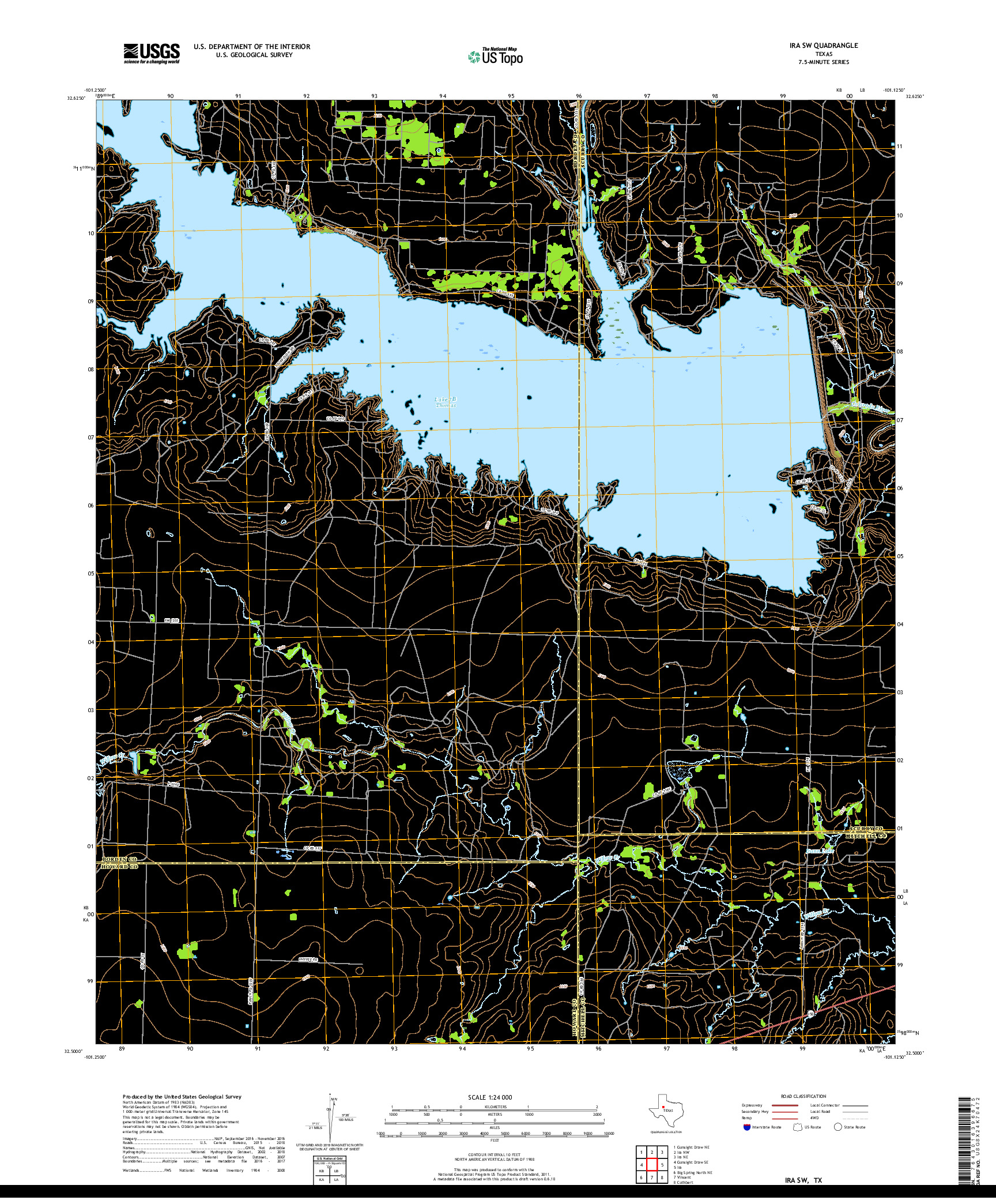 USGS US TOPO 7.5-MINUTE MAP FOR IRA SW, TX 2019