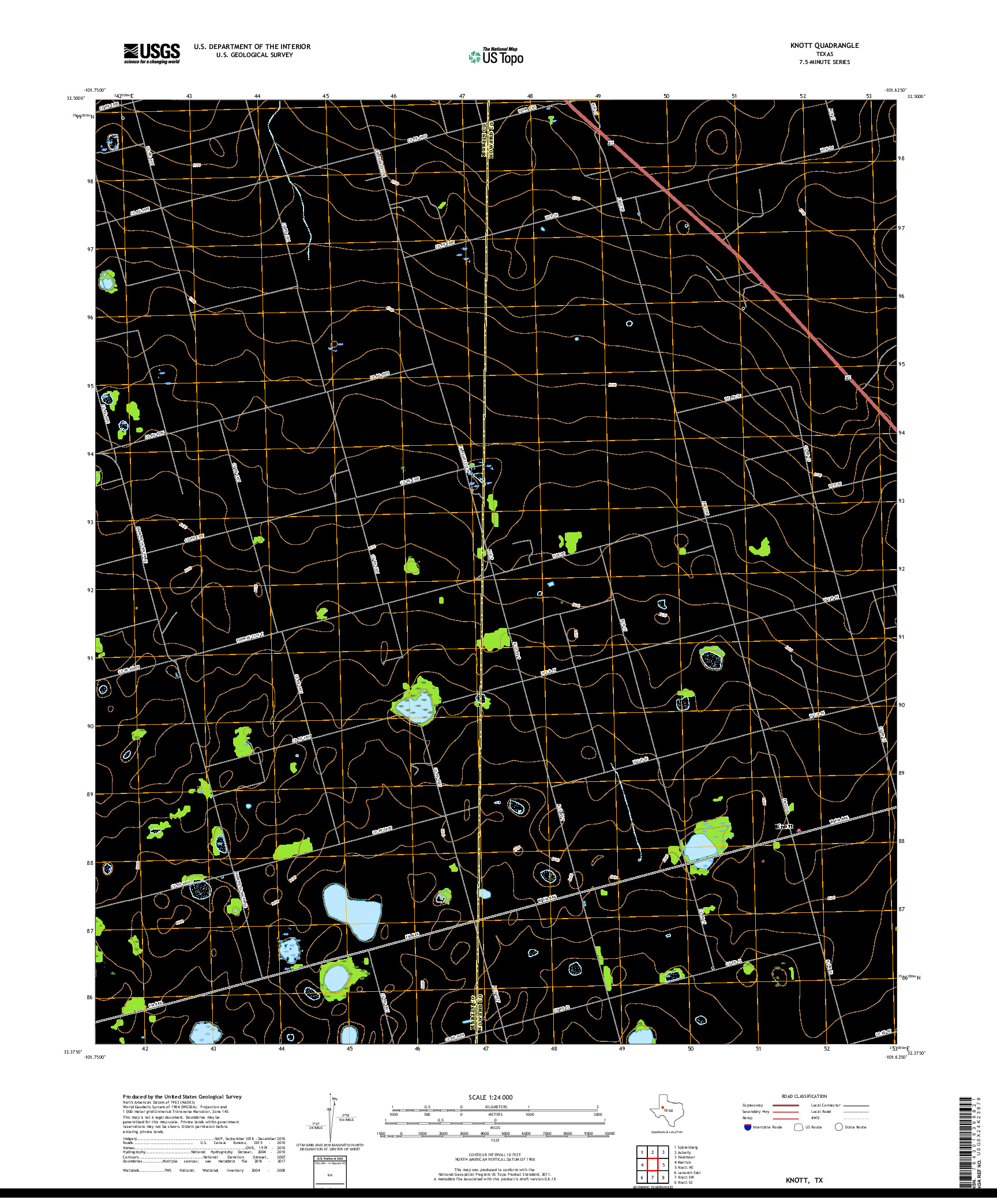 USGS US TOPO 7.5-MINUTE MAP FOR KNOTT, TX 2019