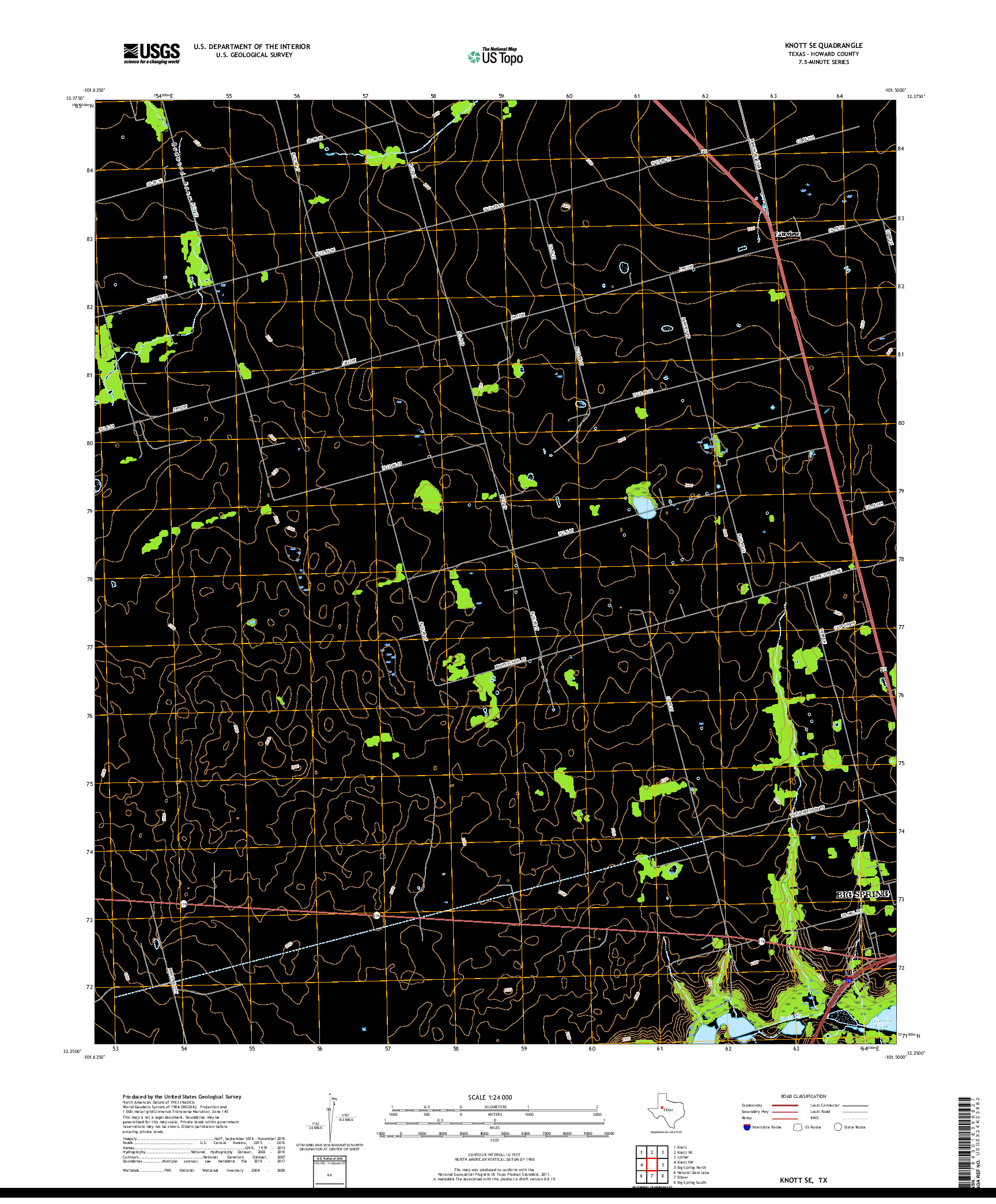USGS US TOPO 7.5-MINUTE MAP FOR KNOTT SE, TX 2019