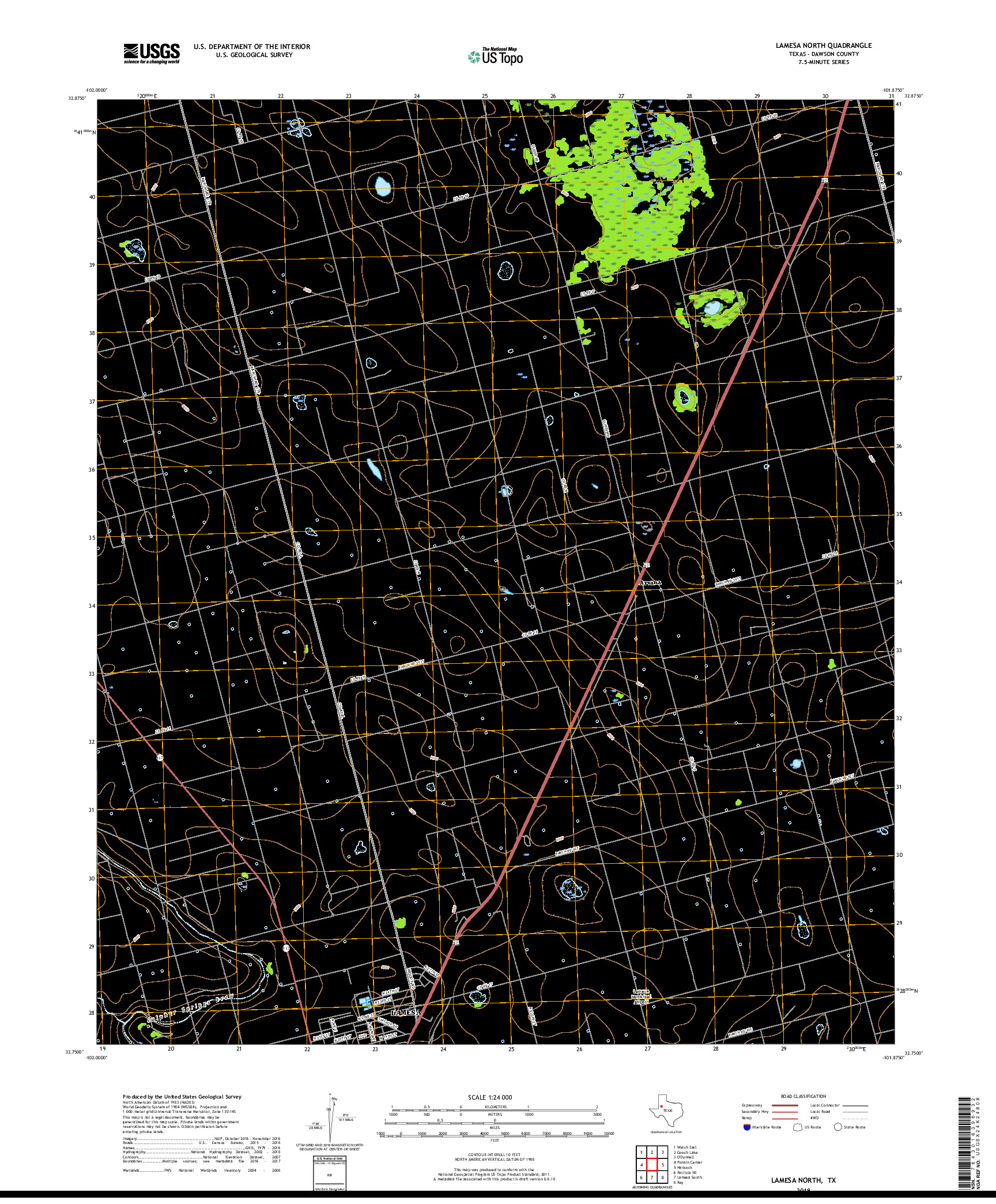 USGS US TOPO 7.5-MINUTE MAP FOR LAMESA NORTH, TX 2019