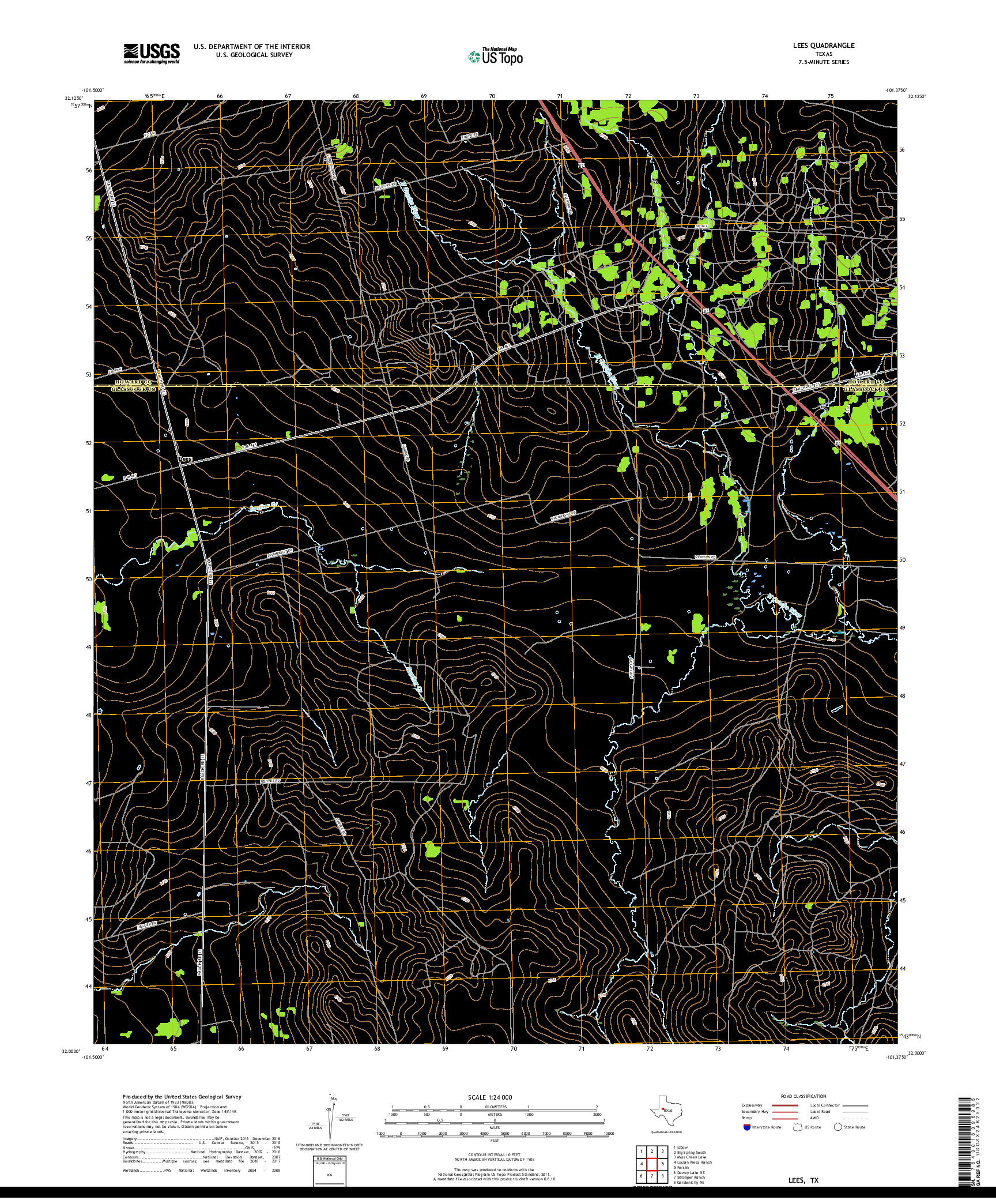 USGS US TOPO 7.5-MINUTE MAP FOR LEES, TX 2019