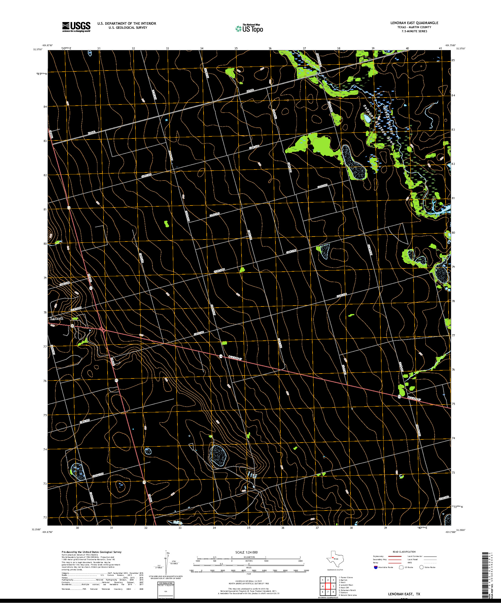 USGS US TOPO 7.5-MINUTE MAP FOR LENORAH EAST, TX 2019