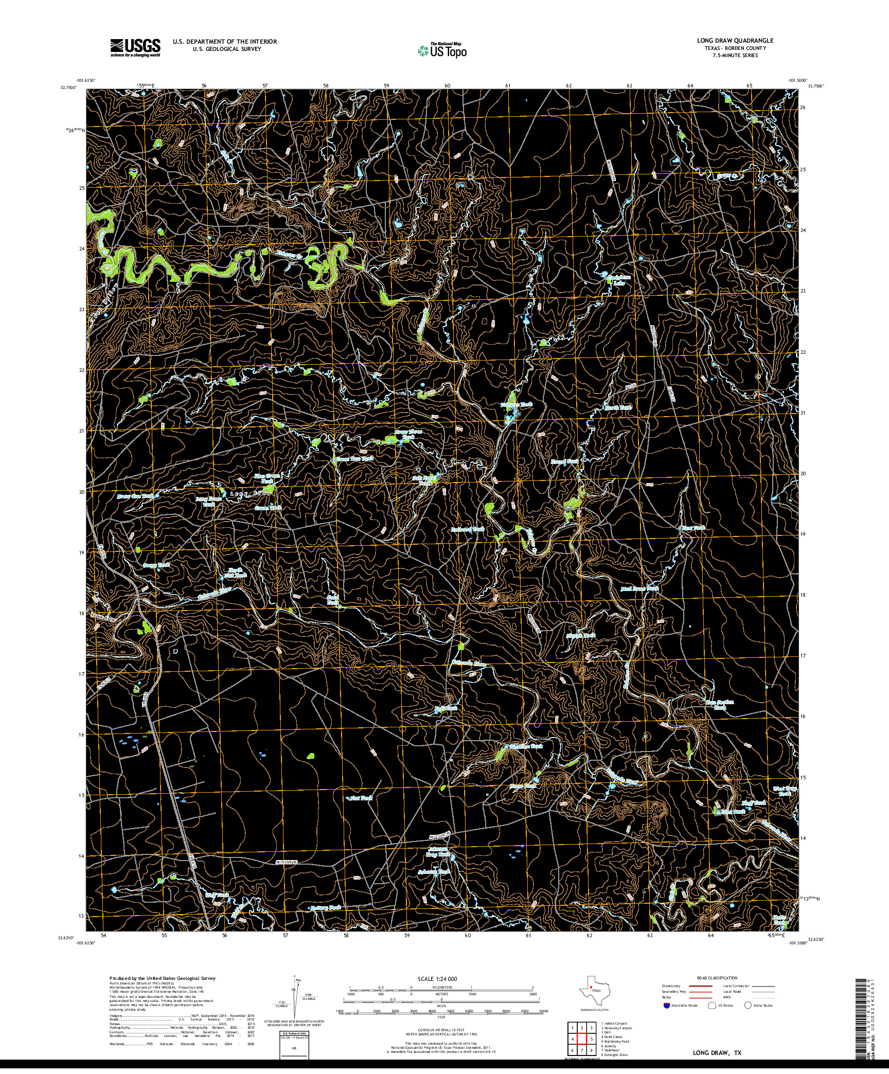 USGS US TOPO 7.5-MINUTE MAP FOR LONG DRAW, TX 2019