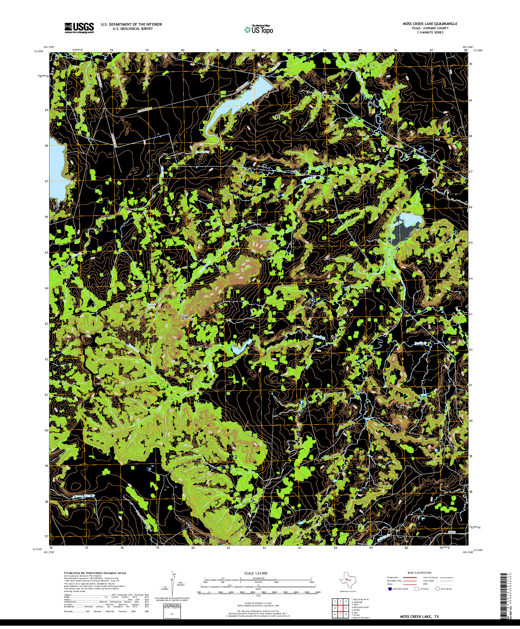 USGS US TOPO 7.5-MINUTE MAP FOR MOSS CREEK LAKE, TX 2019