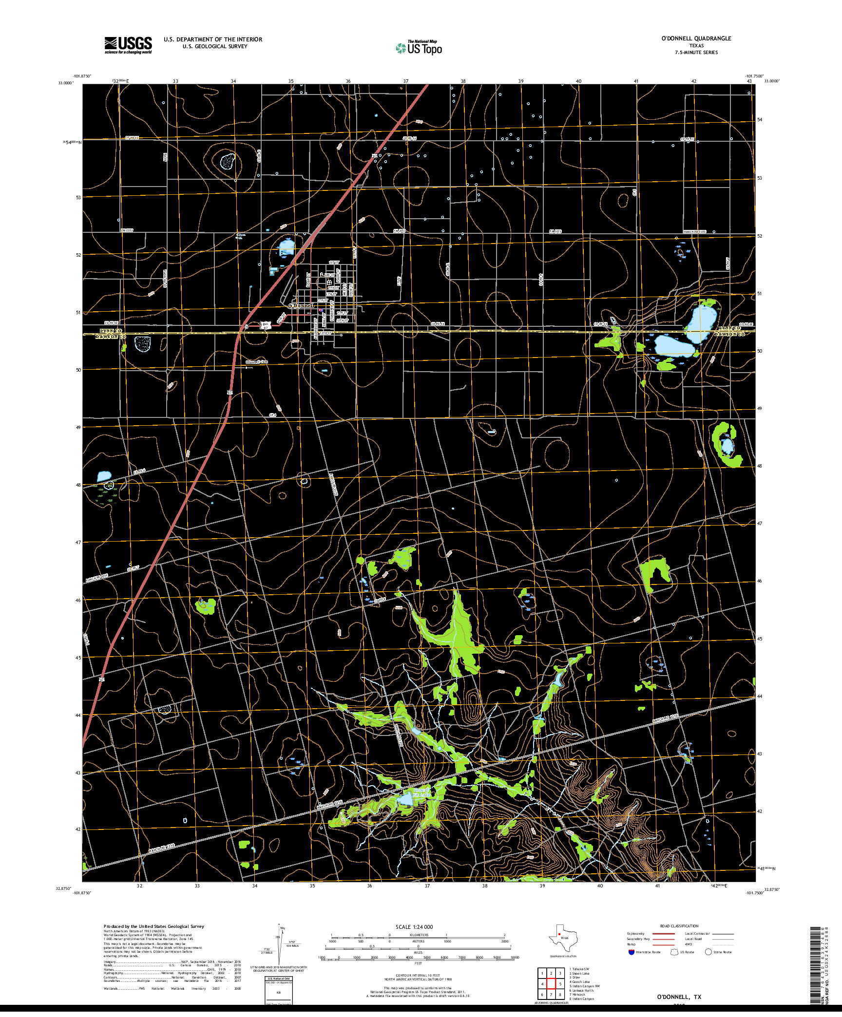 USGS US TOPO 7.5-MINUTE MAP FOR O'DONNELL, TX 2019