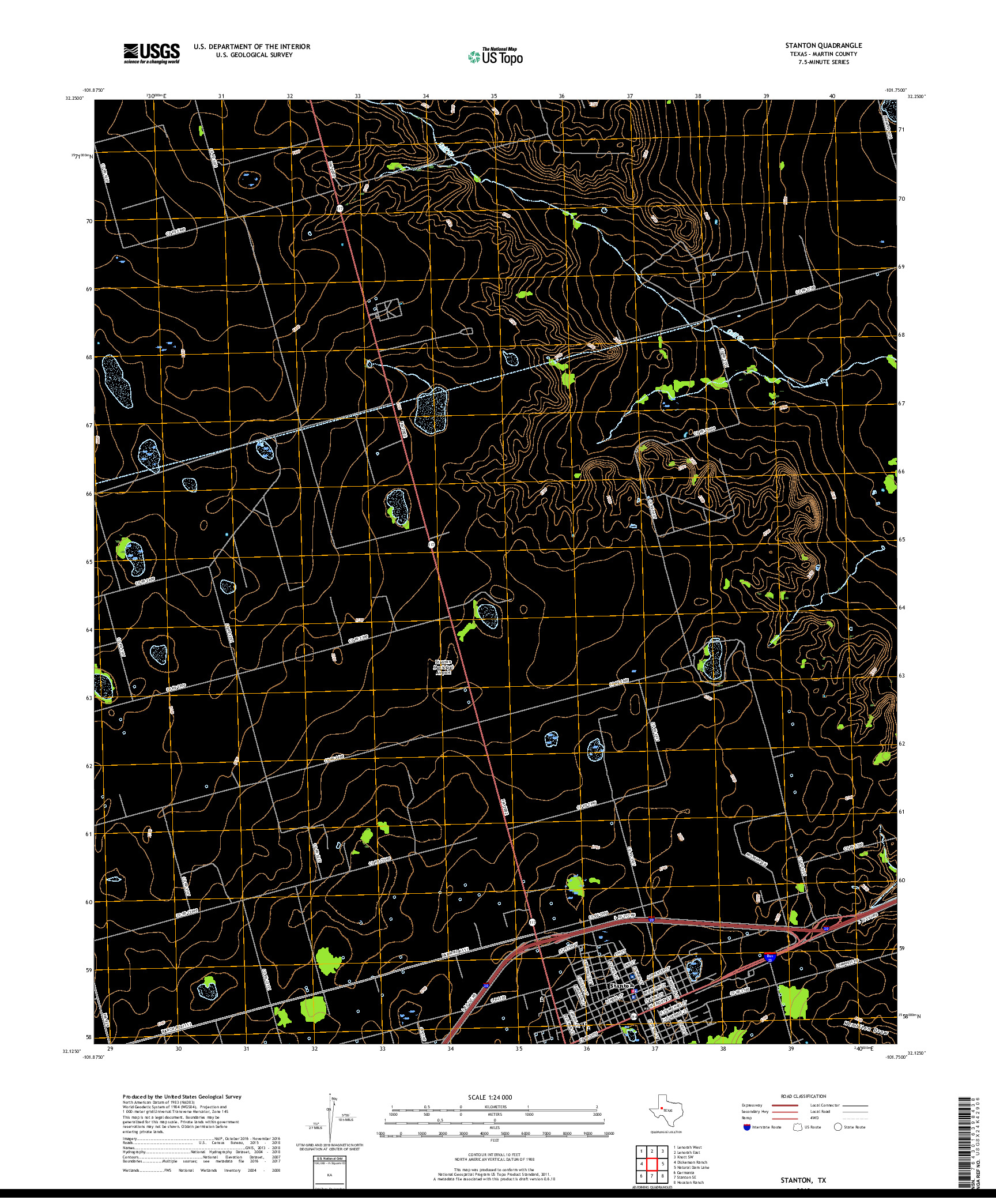 USGS US TOPO 7.5-MINUTE MAP FOR STANTON, TX 2019