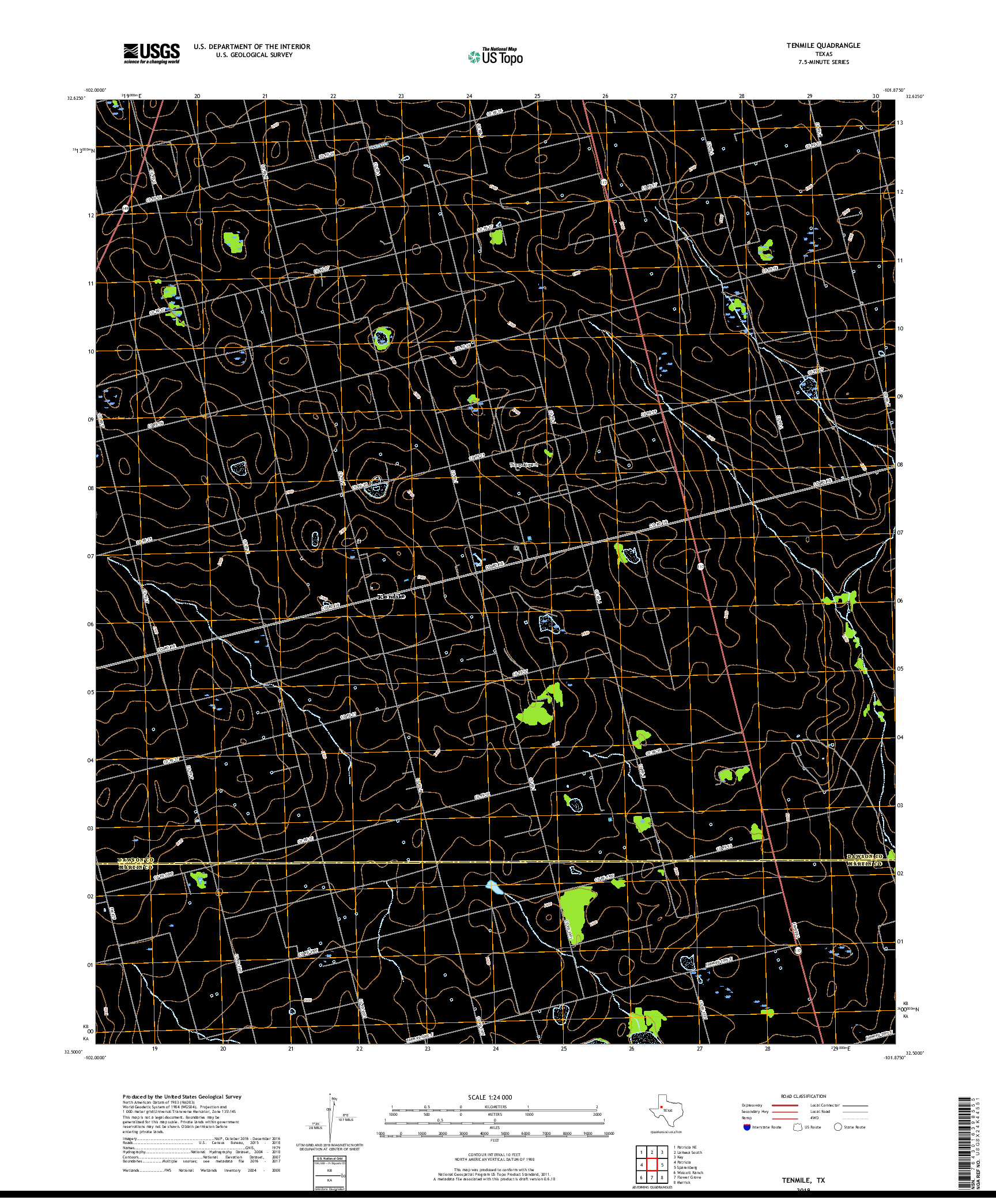 USGS US TOPO 7.5-MINUTE MAP FOR TENMILE, TX 2019