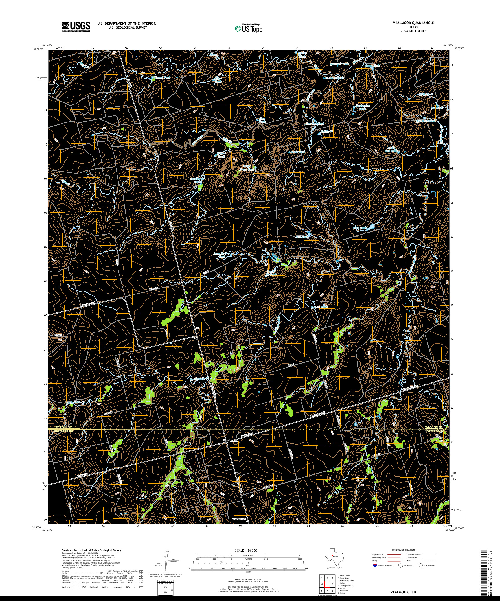 USGS US TOPO 7.5-MINUTE MAP FOR VEALMOOR, TX 2019