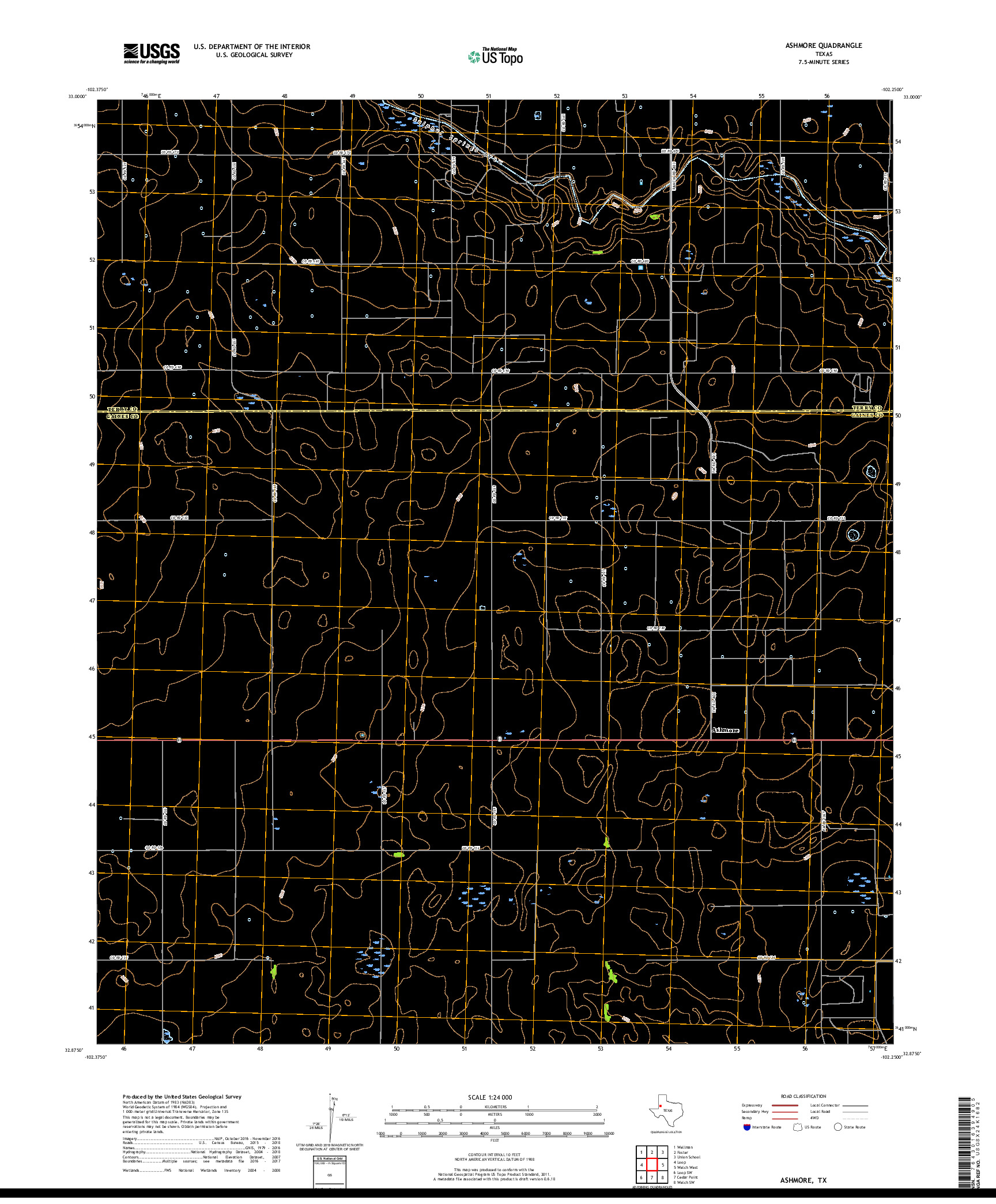 USGS US TOPO 7.5-MINUTE MAP FOR ASHMORE, TX 2019