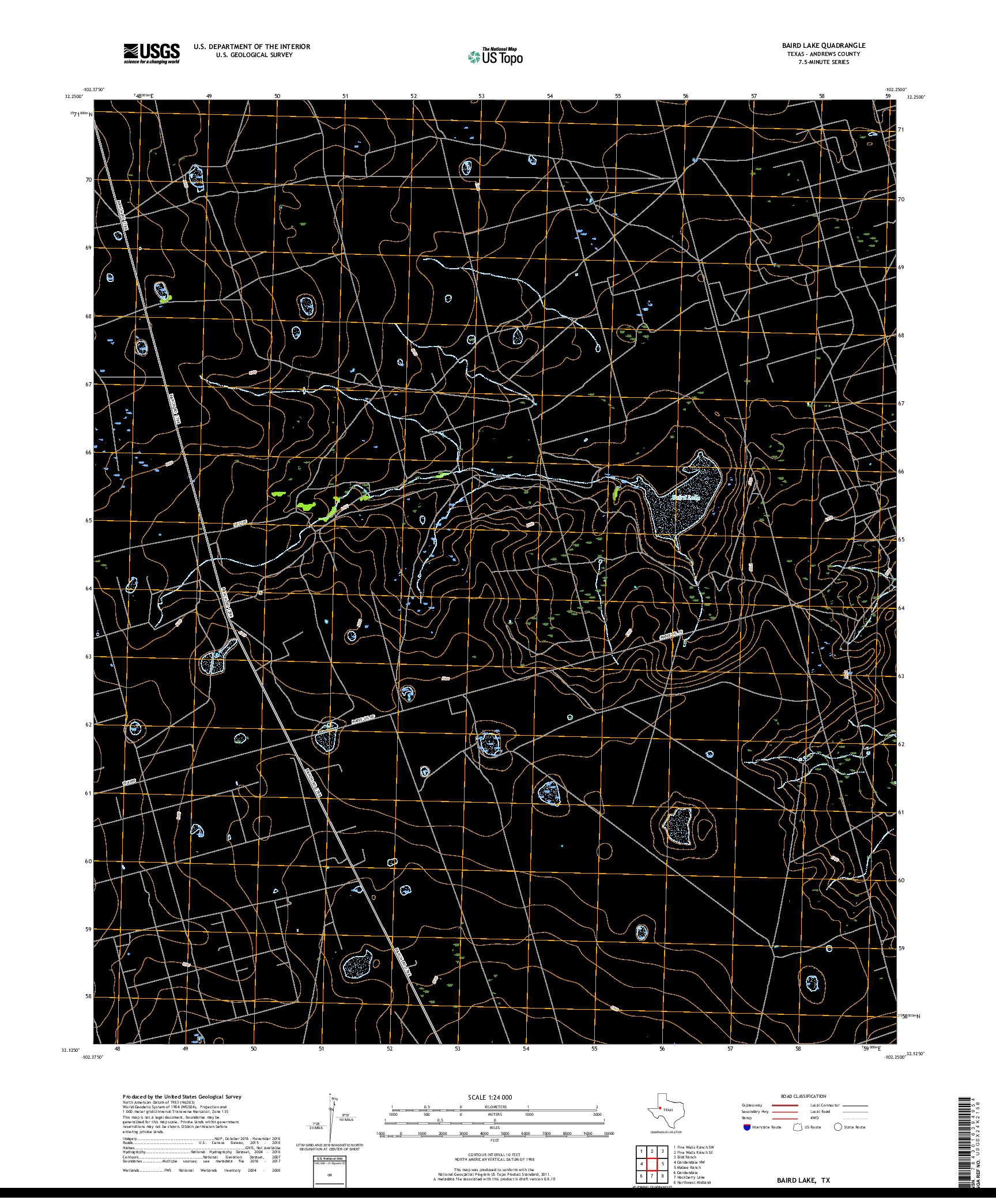 USGS US TOPO 7.5-MINUTE MAP FOR BAIRD LAKE, TX 2019