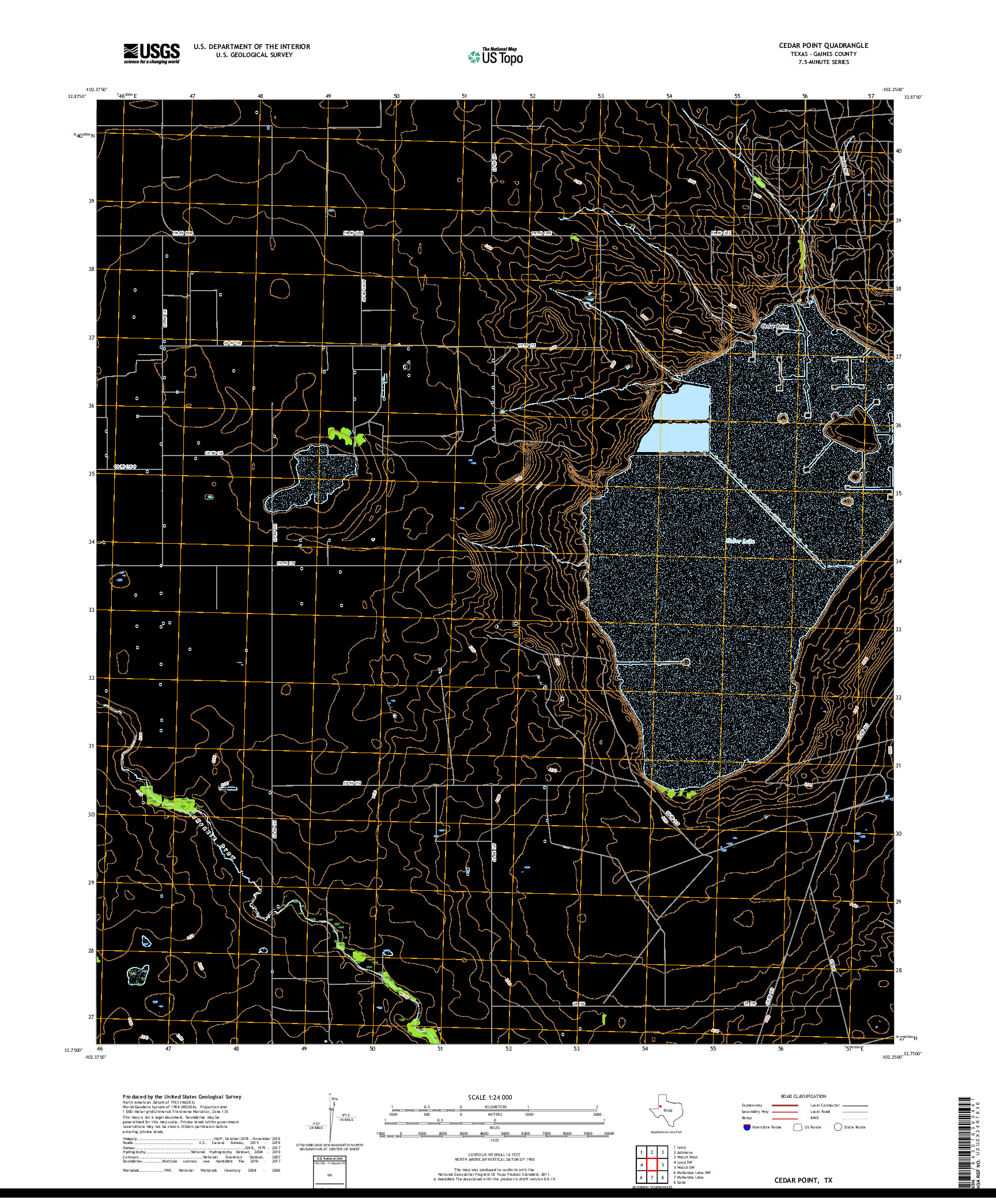 USGS US TOPO 7.5-MINUTE MAP FOR CEDAR POINT, TX 2019