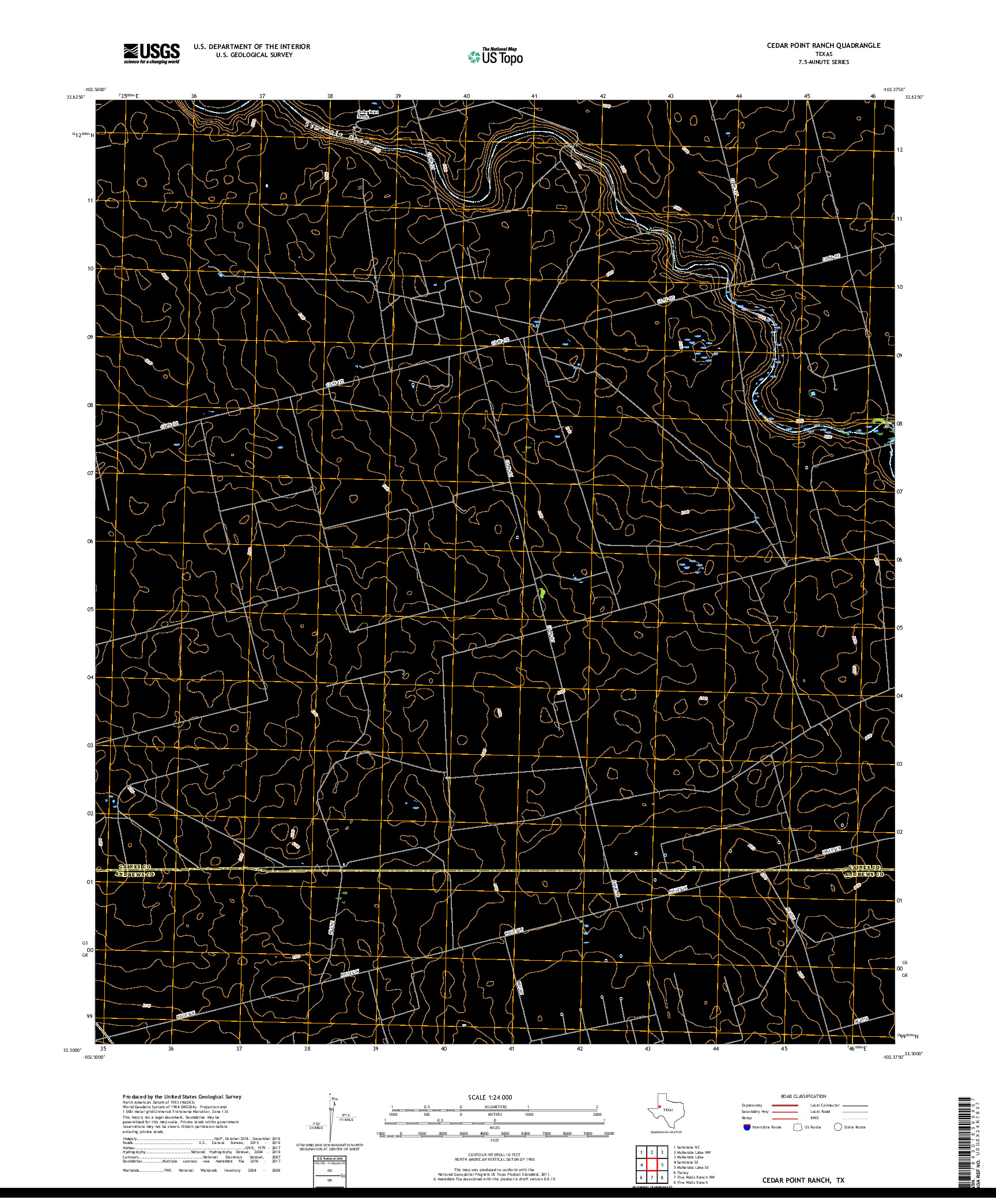 USGS US TOPO 7.5-MINUTE MAP FOR CEDAR POINT RANCH, TX 2019