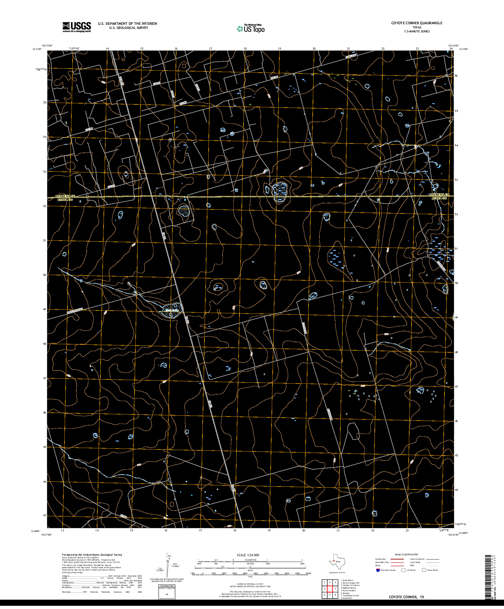 USGS US TOPO 7.5-MINUTE MAP FOR COYOTE CORNER, TX 2019