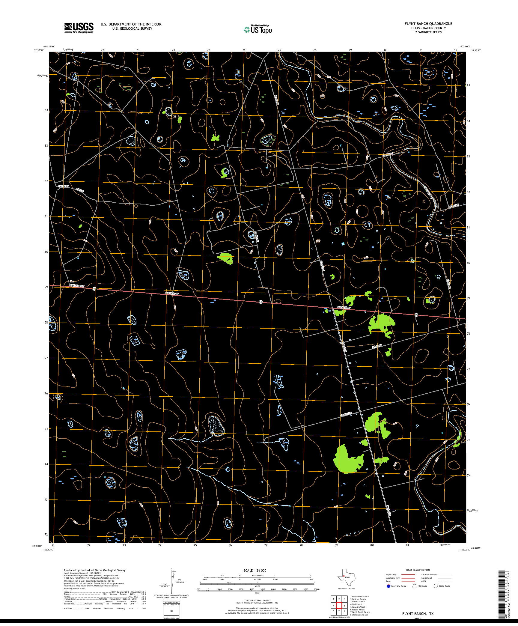 USGS US TOPO 7.5-MINUTE MAP FOR FLYNT RANCH, TX 2019