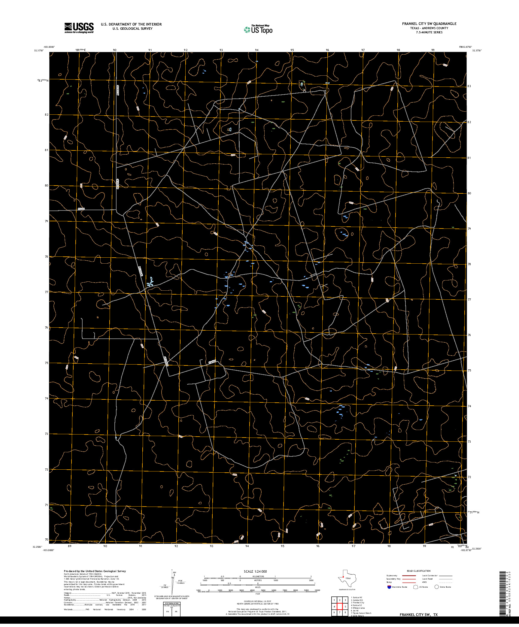 USGS US TOPO 7.5-MINUTE MAP FOR FRANKEL CITY SW, TX 2019