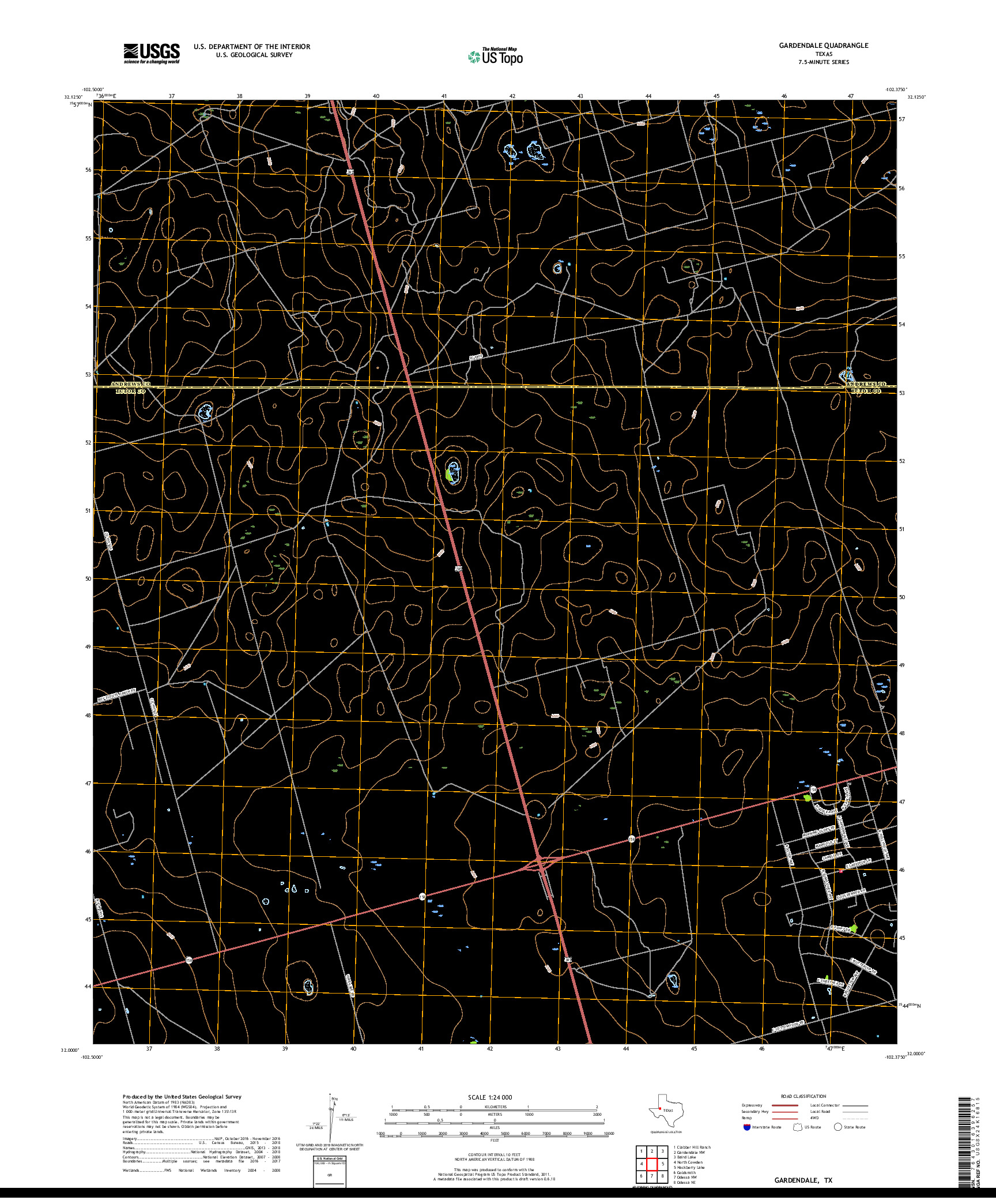 USGS US TOPO 7.5-MINUTE MAP FOR GARDENDALE, TX 2019