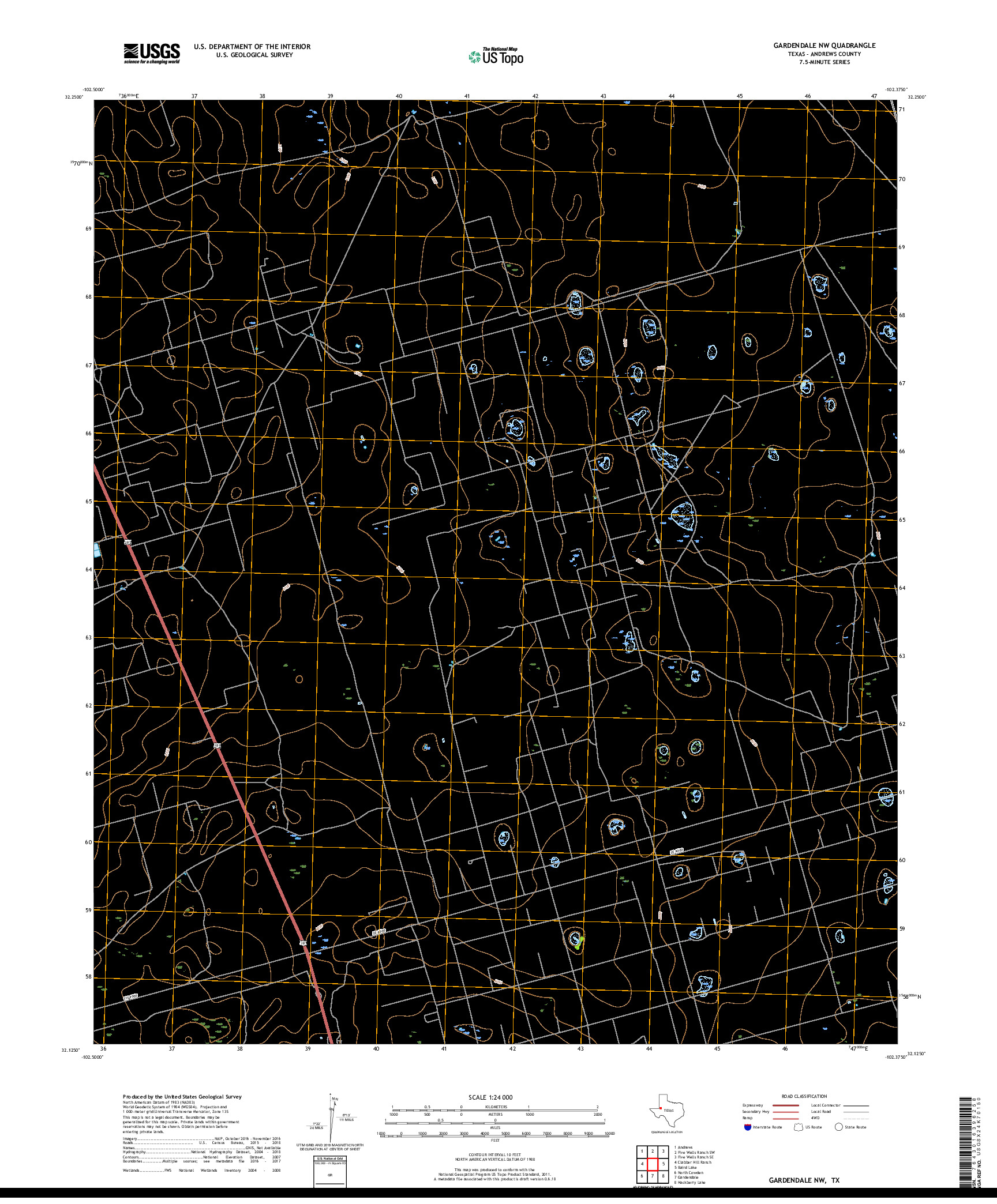 USGS US TOPO 7.5-MINUTE MAP FOR GARDENDALE NW, TX 2019