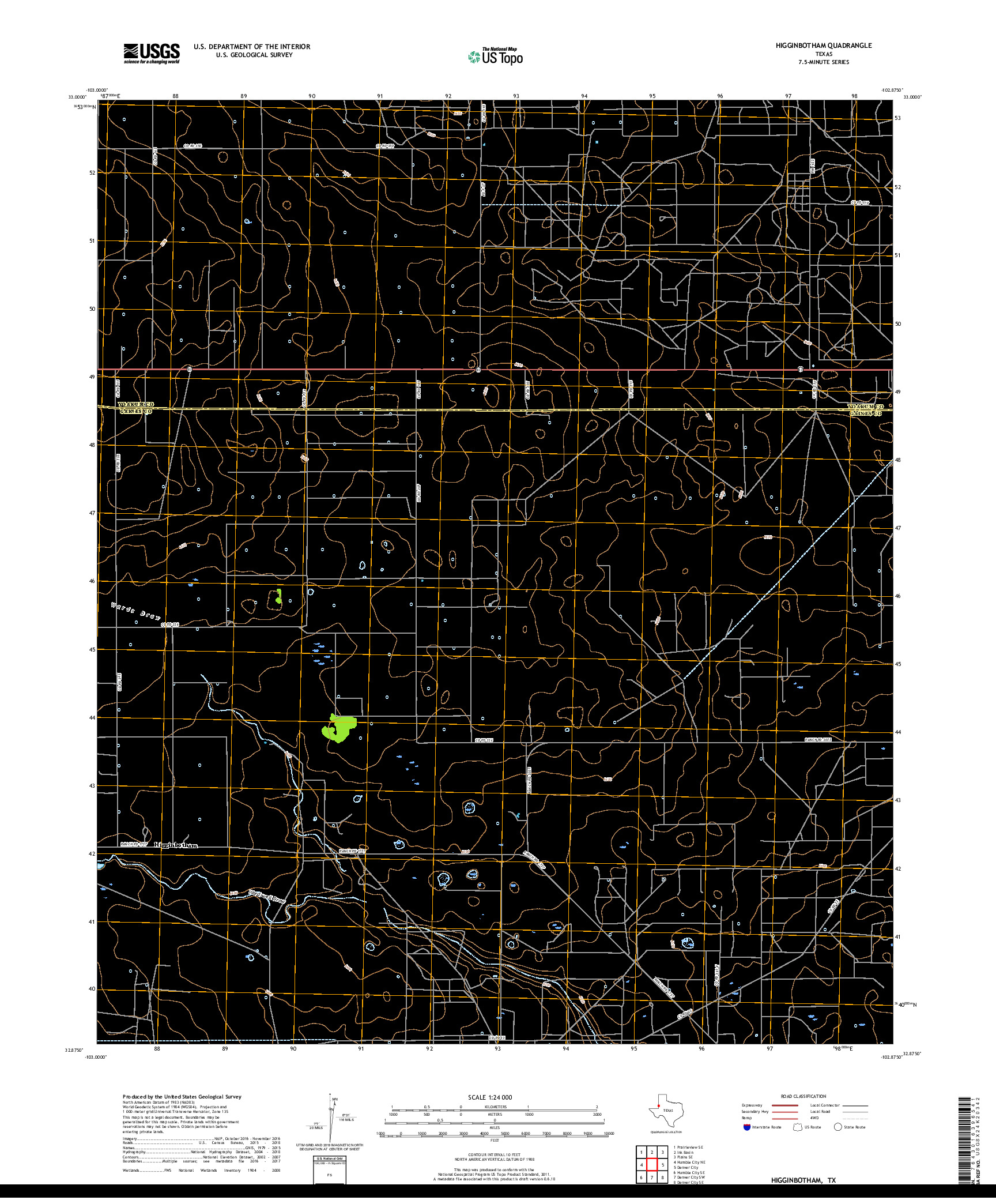 USGS US TOPO 7.5-MINUTE MAP FOR HIGGINBOTHAM, TX 2019