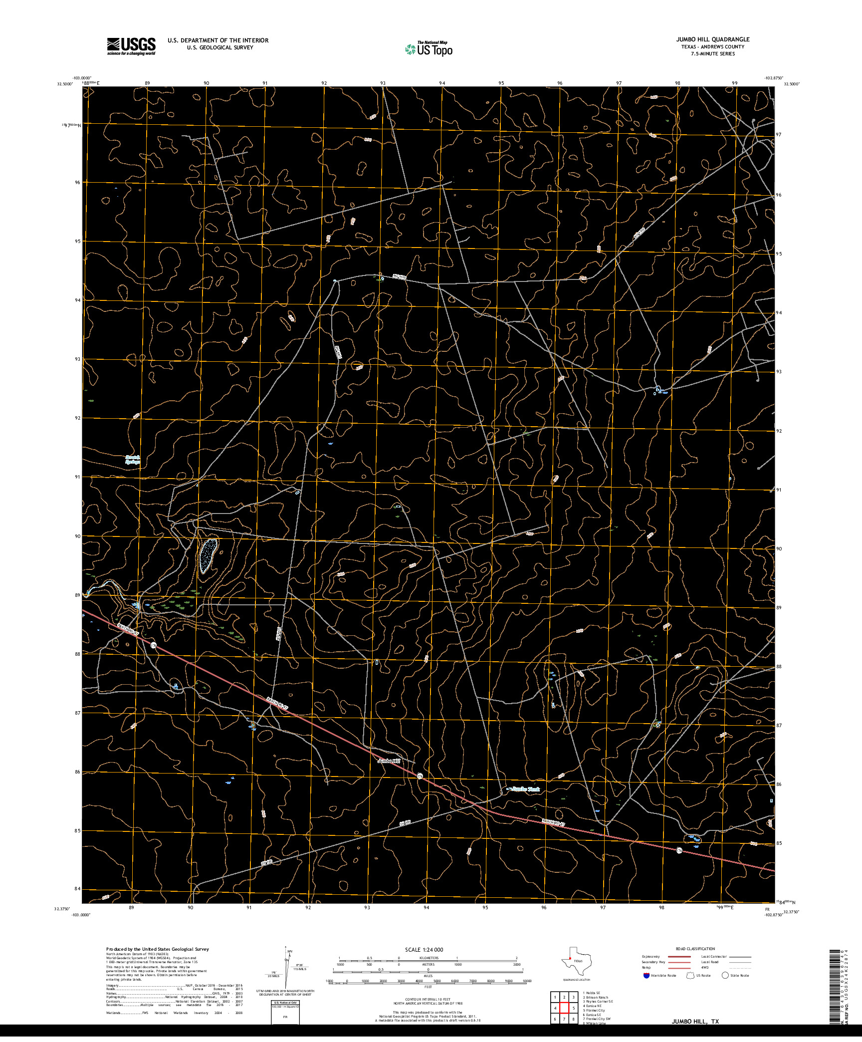 USGS US TOPO 7.5-MINUTE MAP FOR JUMBO HILL, TX 2019