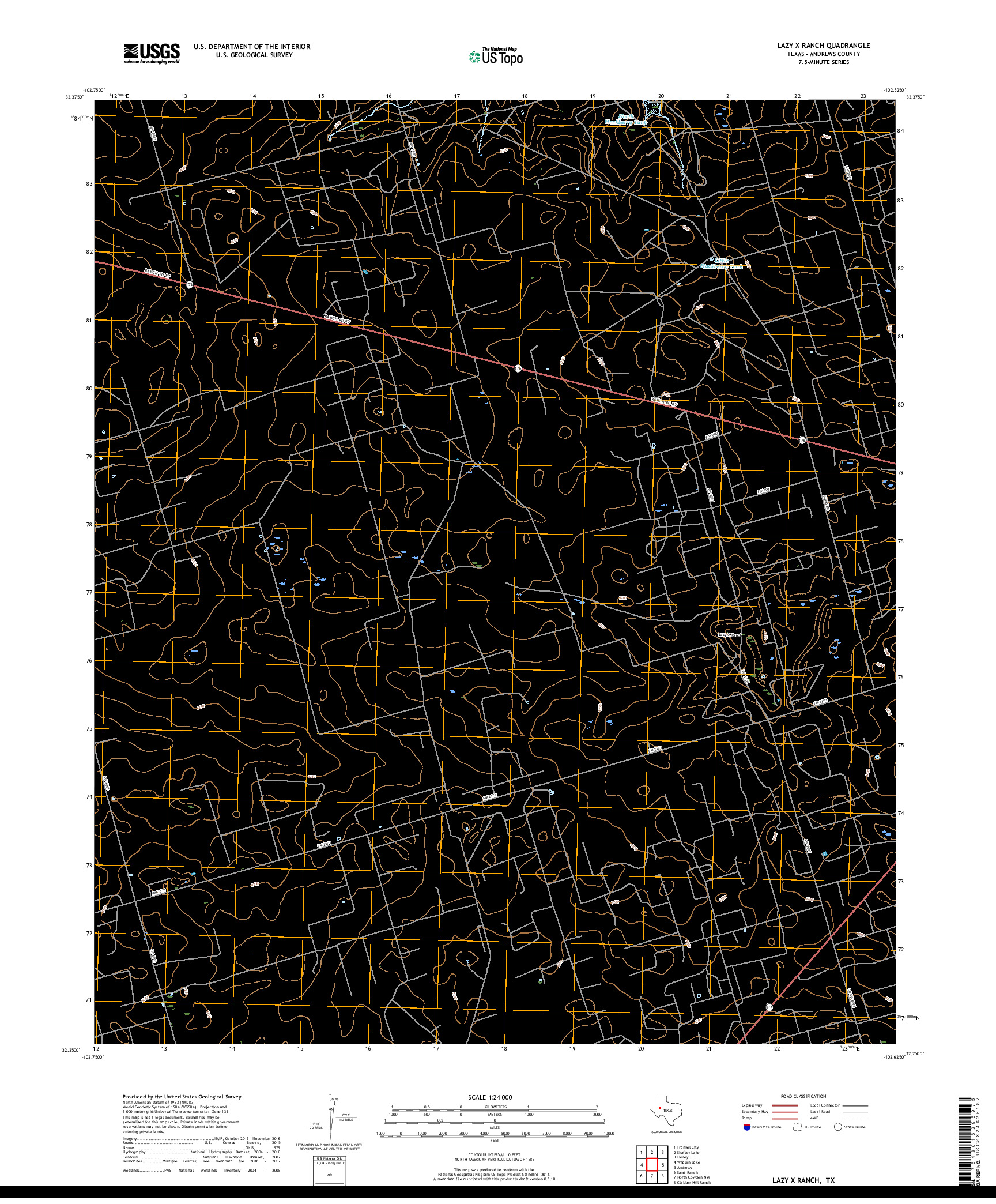 USGS US TOPO 7.5-MINUTE MAP FOR LAZY X RANCH, TX 2019