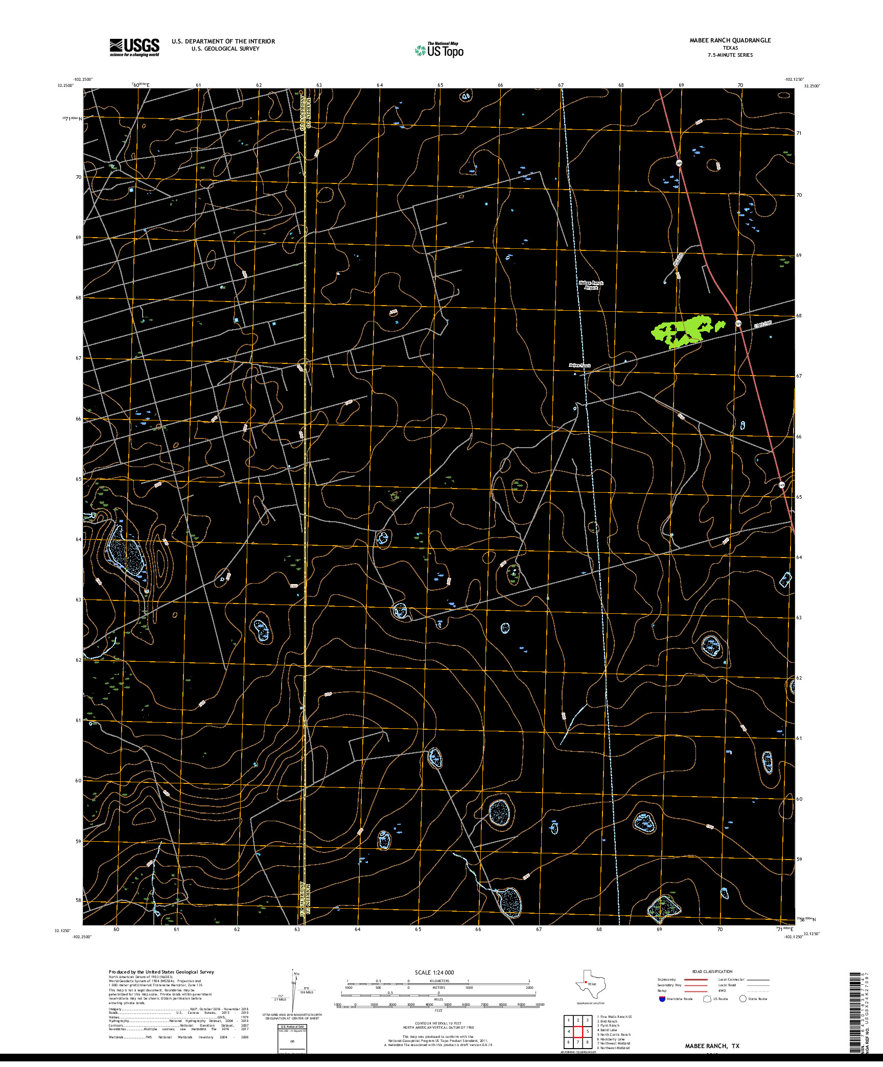 USGS US TOPO 7.5-MINUTE MAP FOR MABEE RANCH, TX 2019