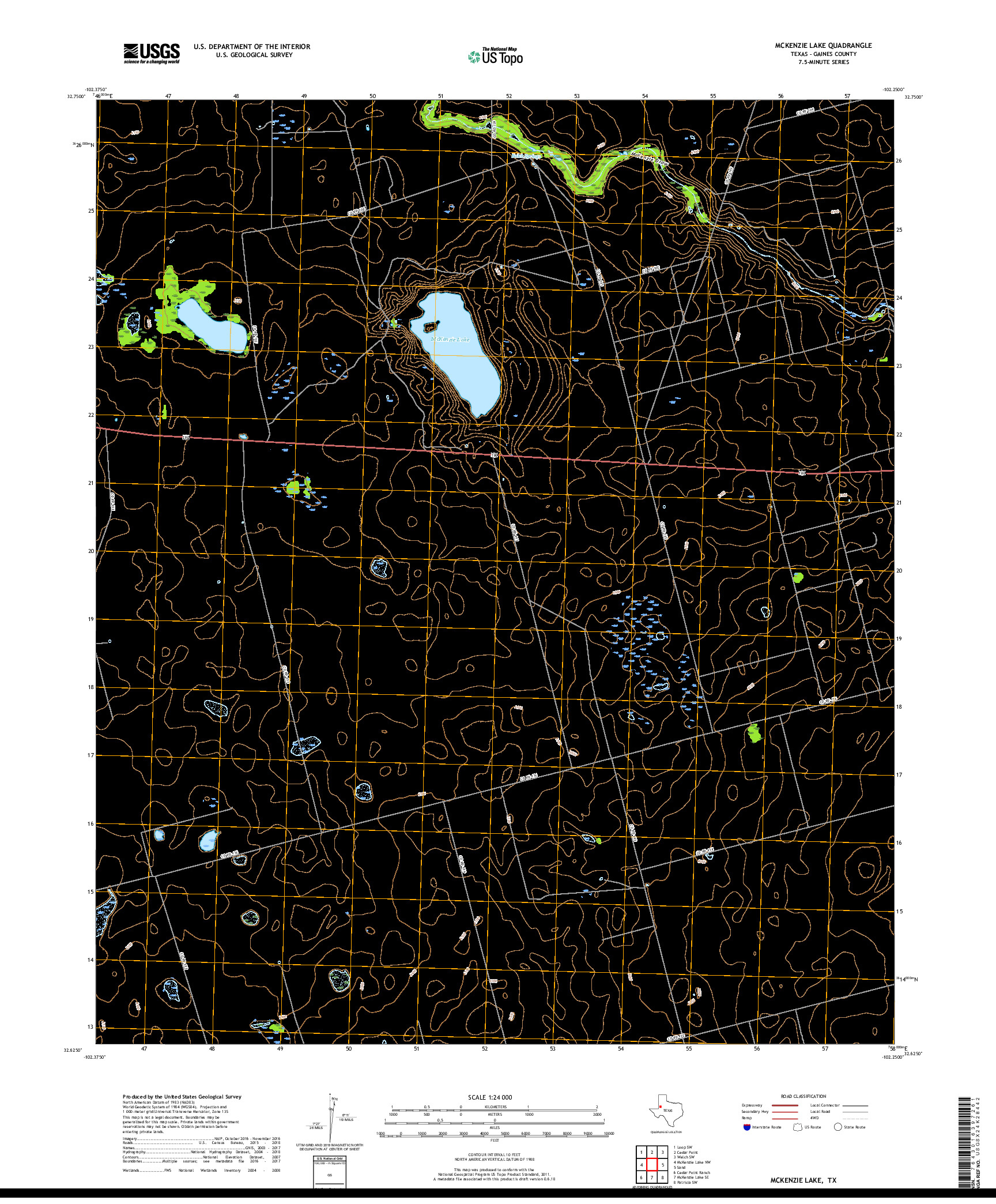 USGS US TOPO 7.5-MINUTE MAP FOR MCKENZIE LAKE, TX 2019