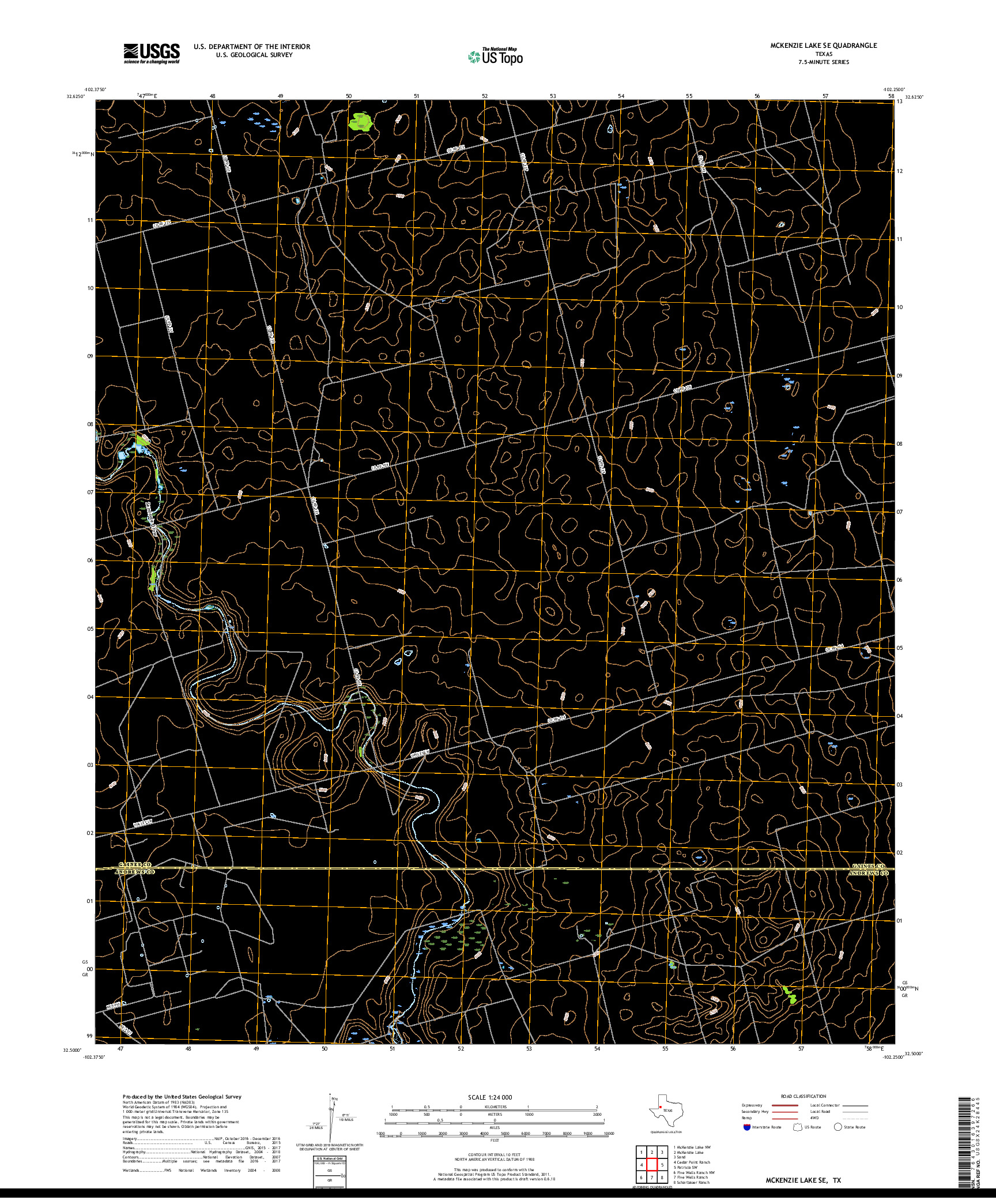 USGS US TOPO 7.5-MINUTE MAP FOR MCKENZIE LAKE SE, TX 2019