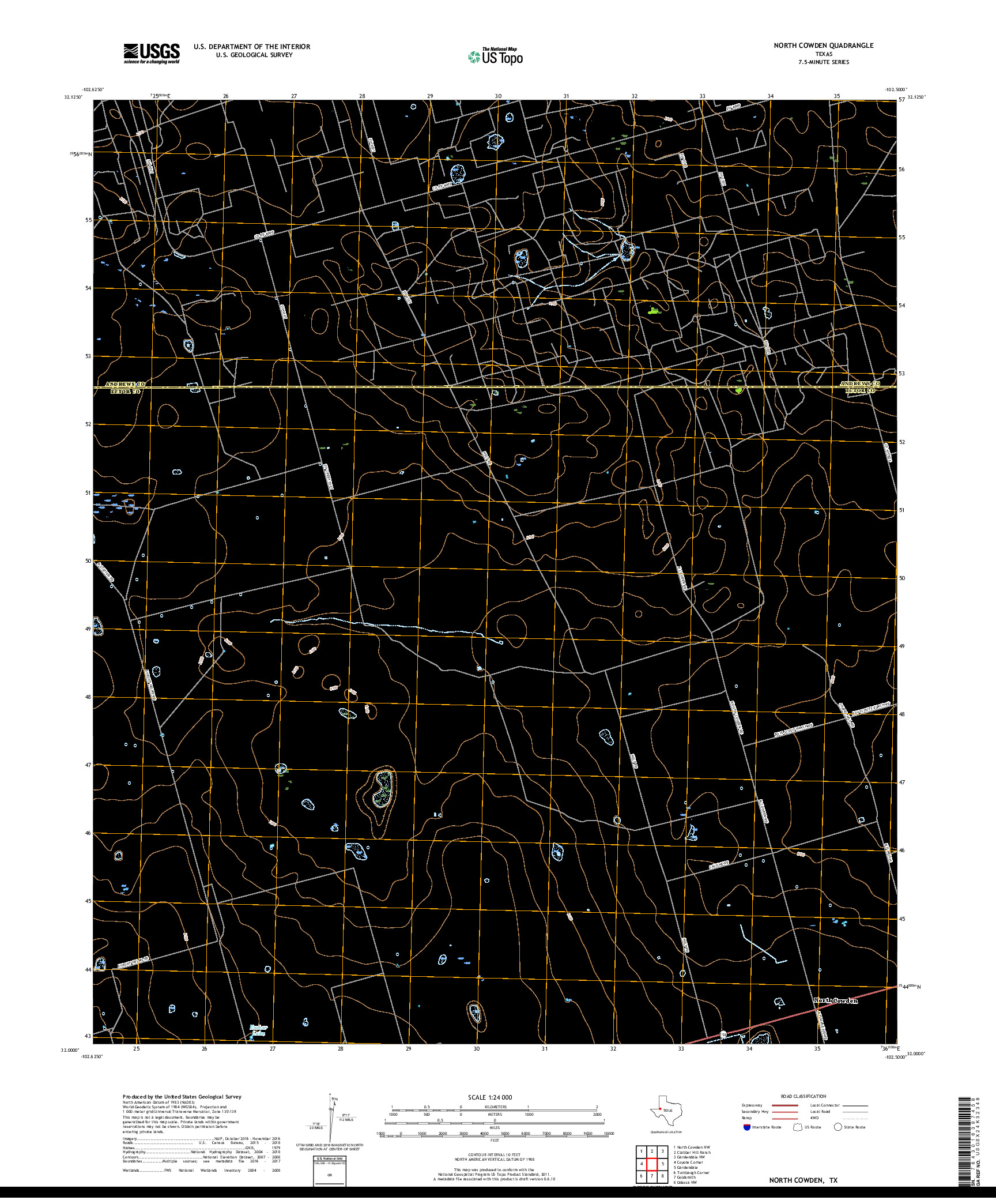 USGS US TOPO 7.5-MINUTE MAP FOR NORTH COWDEN, TX 2019