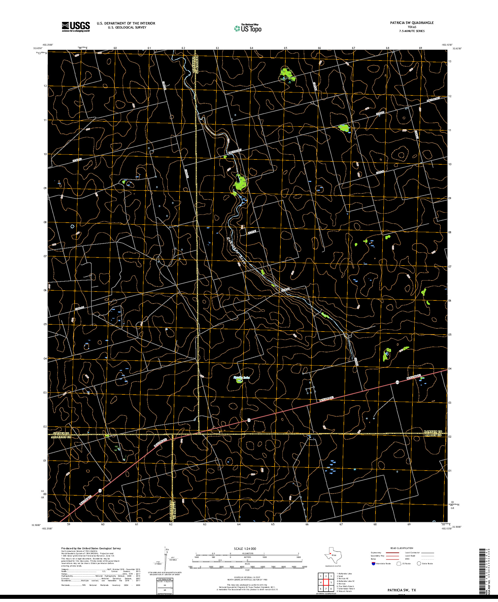 USGS US TOPO 7.5-MINUTE MAP FOR PATRICIA SW, TX 2019