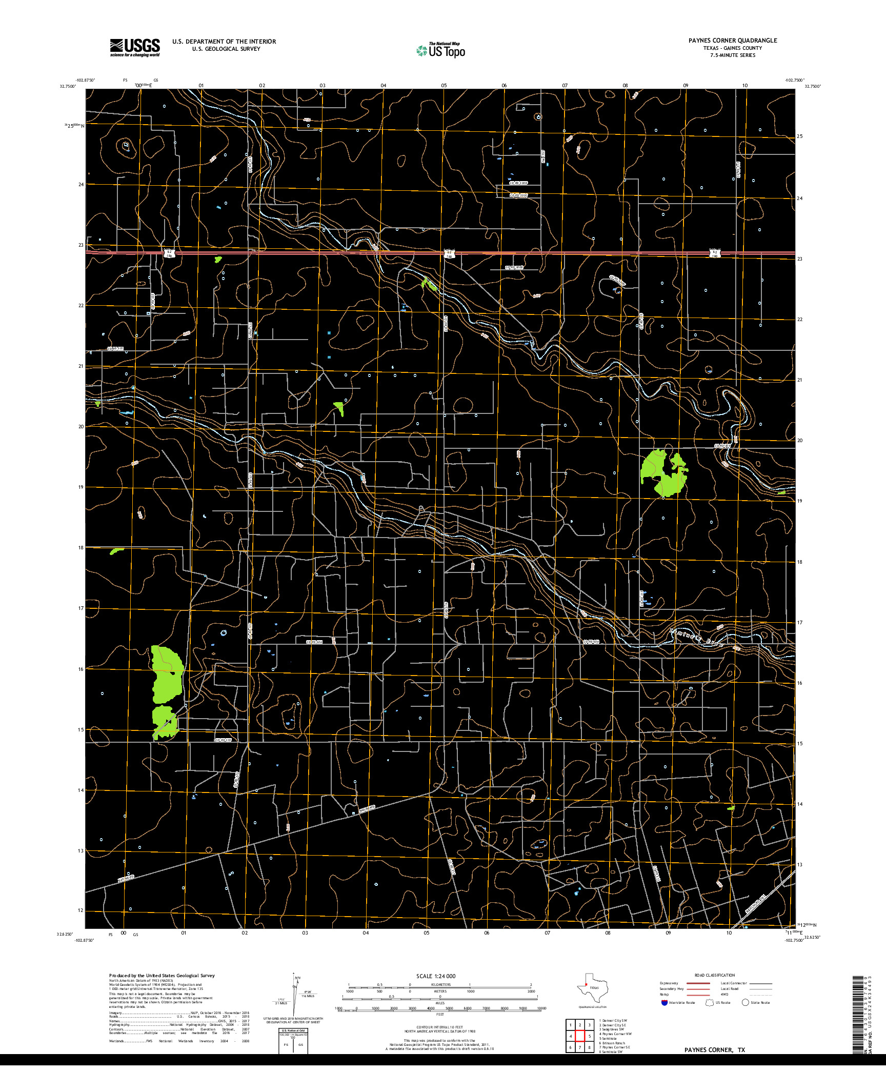 USGS US TOPO 7.5-MINUTE MAP FOR PAYNES CORNER, TX 2019