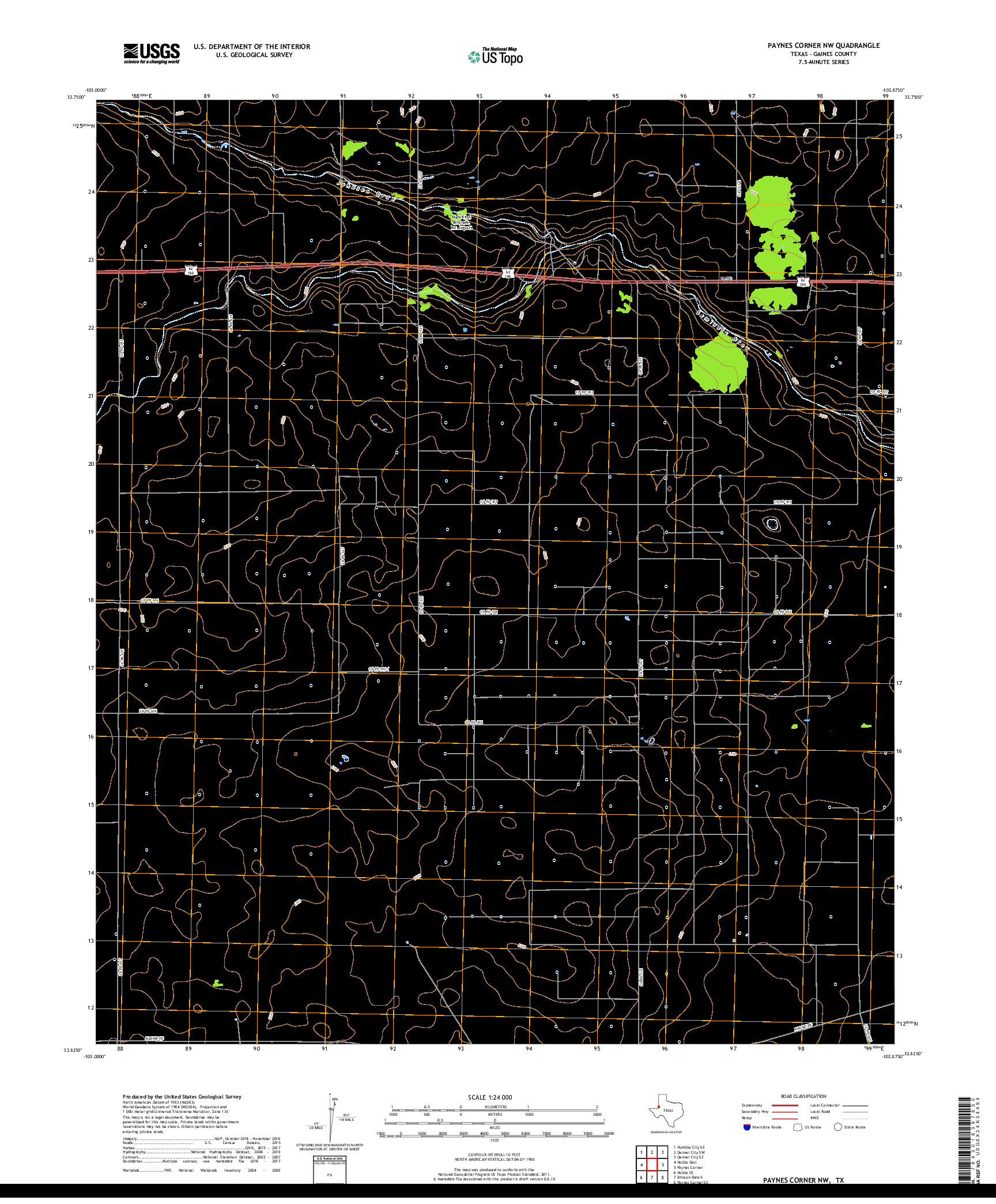 USGS US TOPO 7.5-MINUTE MAP FOR PAYNES CORNER NW, TX 2019