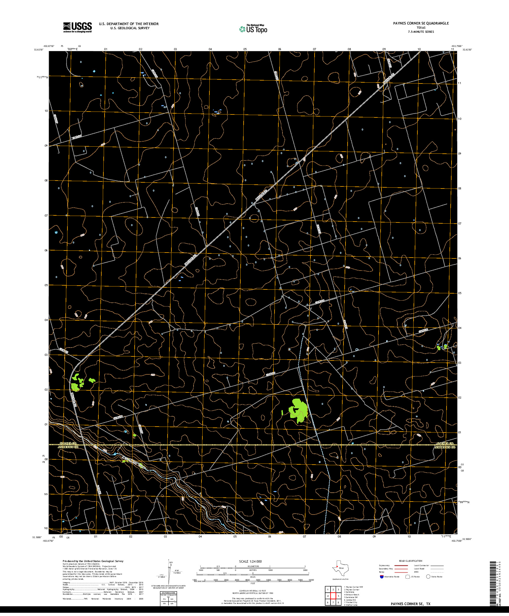 USGS US TOPO 7.5-MINUTE MAP FOR PAYNES CORNER SE, TX 2019