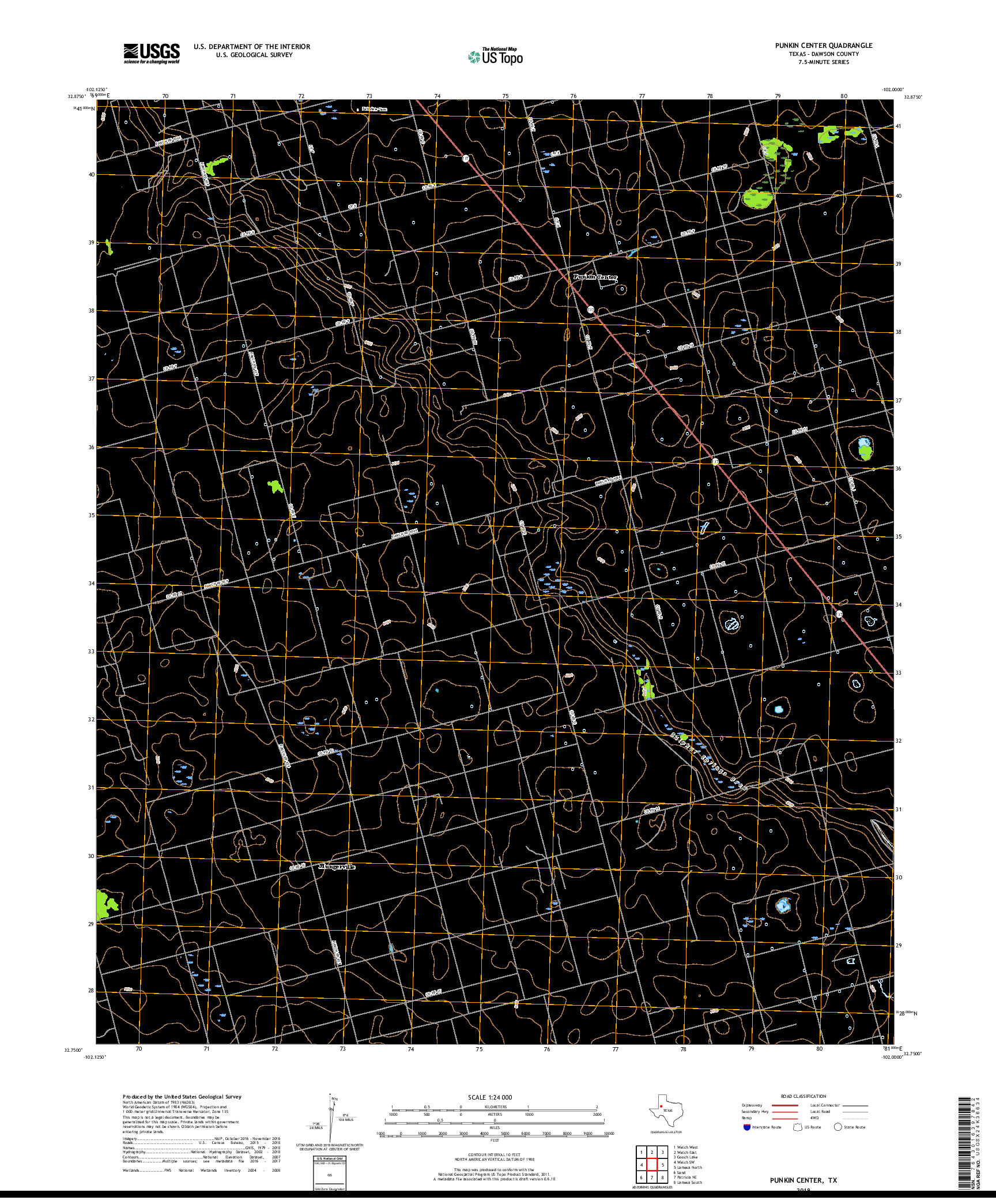 USGS US TOPO 7.5-MINUTE MAP FOR PUNKIN CENTER, TX 2019