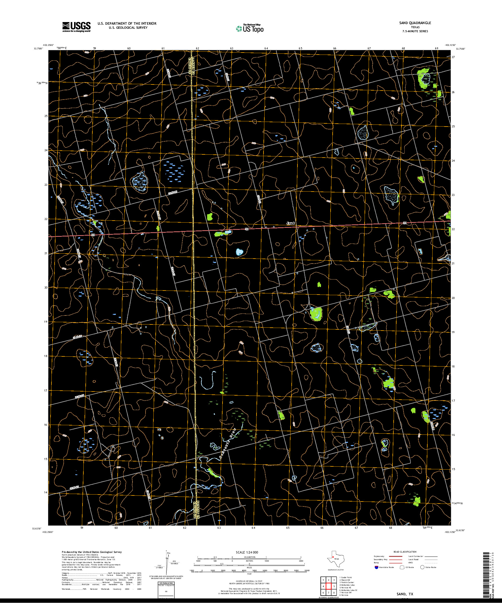 USGS US TOPO 7.5-MINUTE MAP FOR SAND, TX 2019