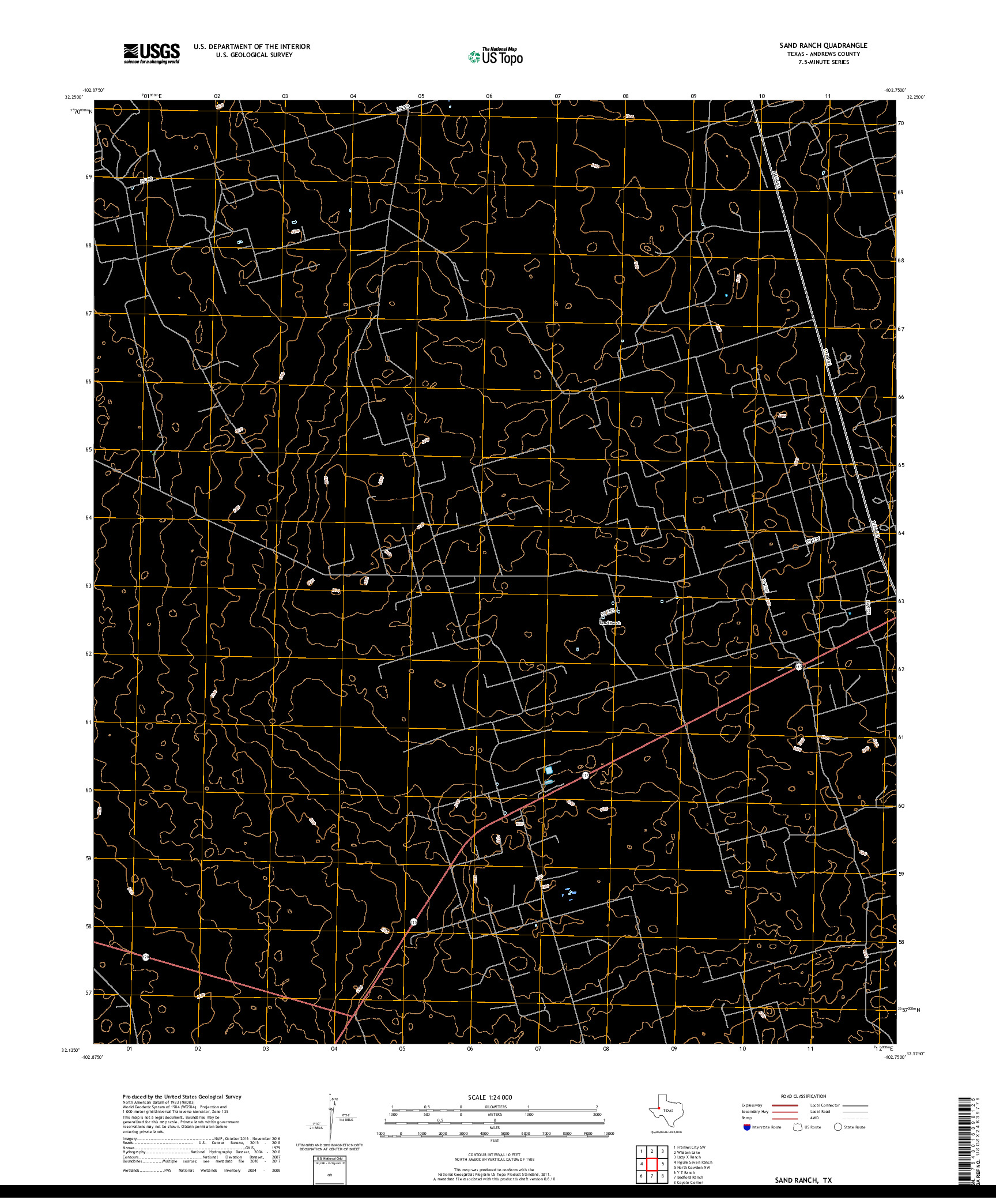 USGS US TOPO 7.5-MINUTE MAP FOR SAND RANCH, TX 2019