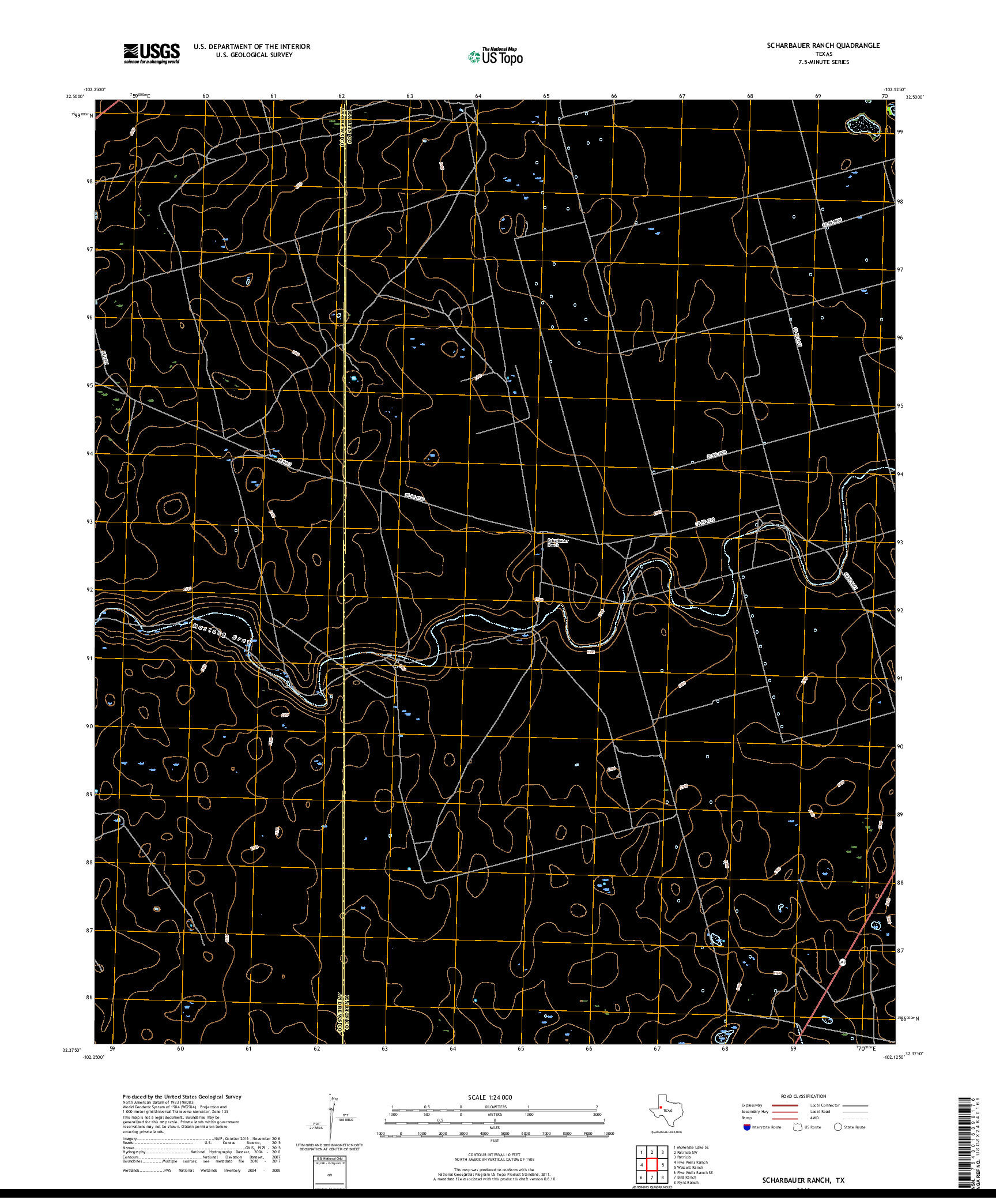 USGS US TOPO 7.5-MINUTE MAP FOR SCHARBAUER RANCH, TX 2019