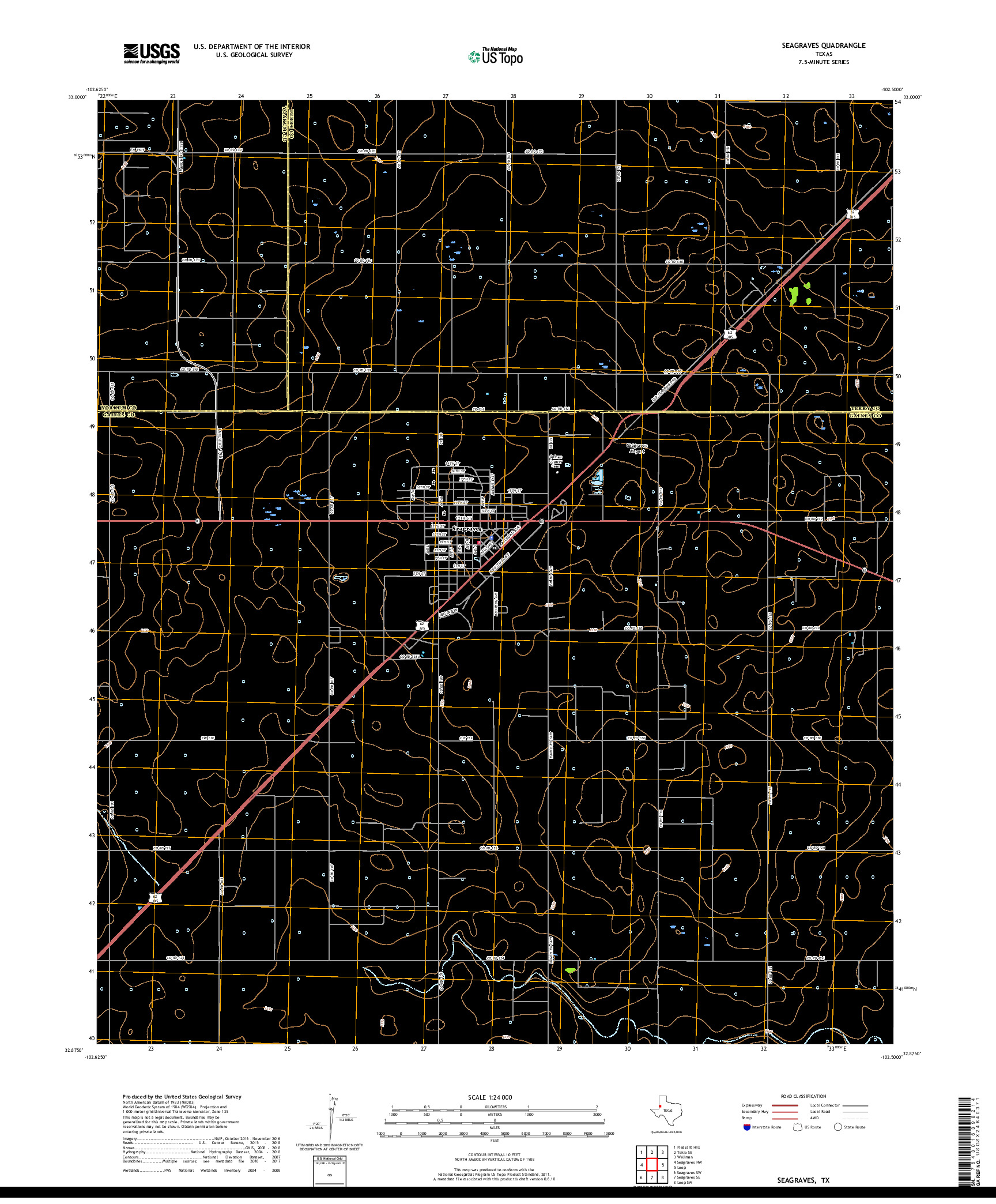 USGS US TOPO 7.5-MINUTE MAP FOR SEAGRAVES, TX 2019