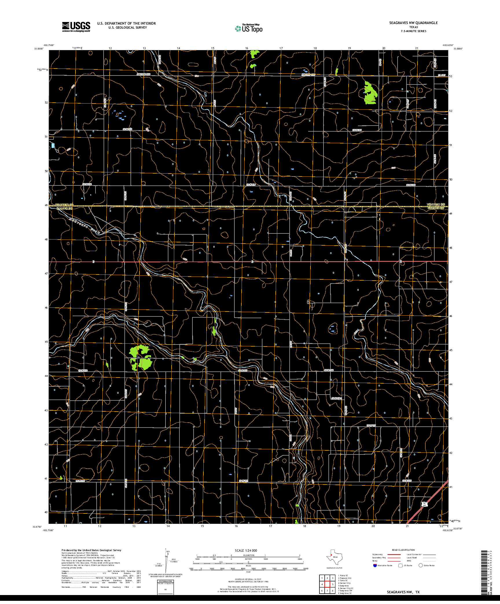 USGS US TOPO 7.5-MINUTE MAP FOR SEAGRAVES NW, TX 2019