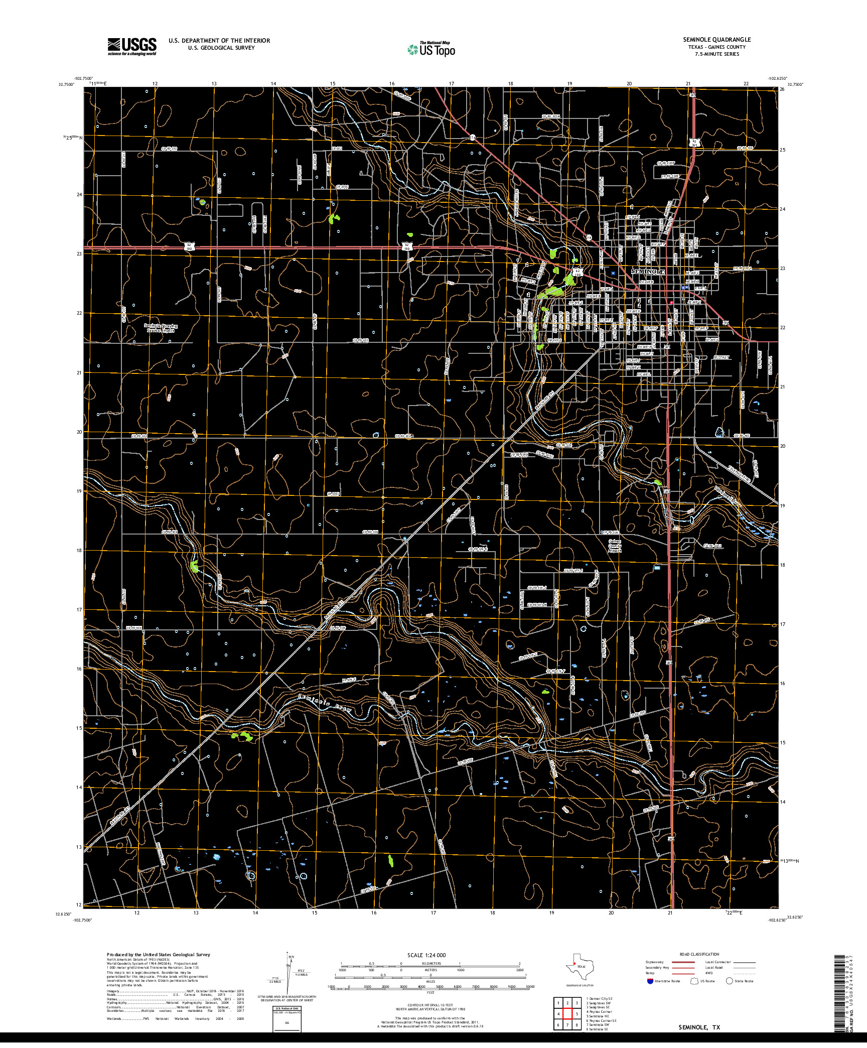 USGS US TOPO 7.5-MINUTE MAP FOR SEMINOLE, TX 2019