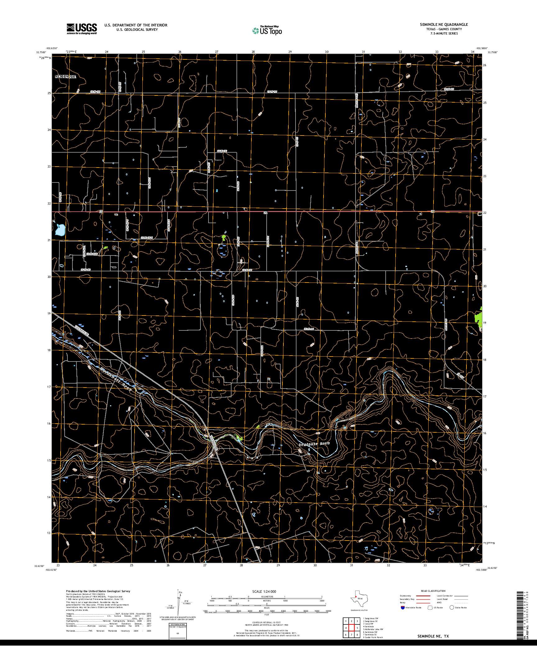 USGS US TOPO 7.5-MINUTE MAP FOR SEMINOLE NE, TX 2019