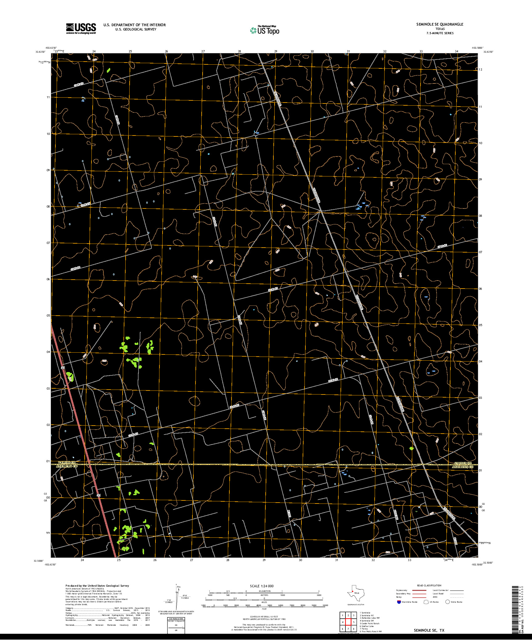 USGS US TOPO 7.5-MINUTE MAP FOR SEMINOLE SE, TX 2019